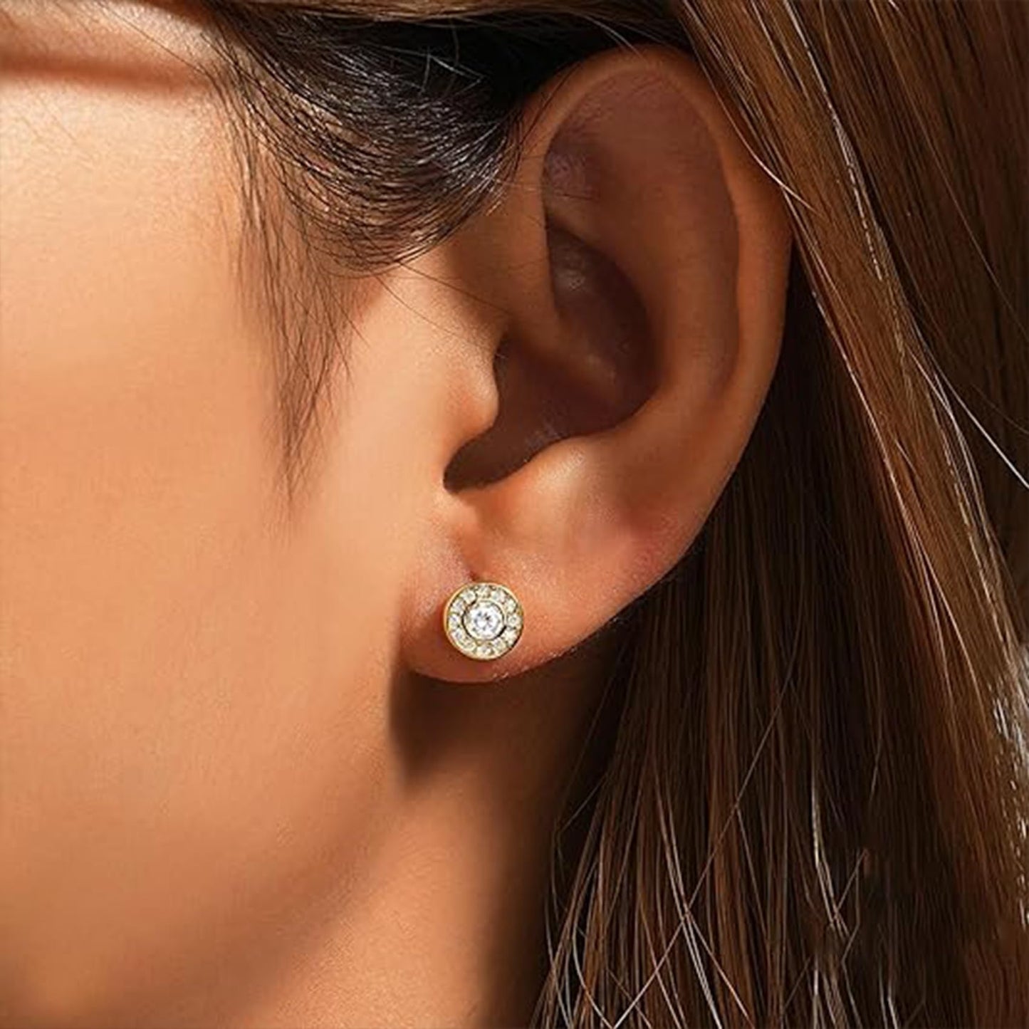 Lymphvity Germanium Earrings for Women Lymphatic Drainage Earrings Lymphatic Therapy Earring Lymph Detox Earring Sparkly CZ Stud (Gold Silver)