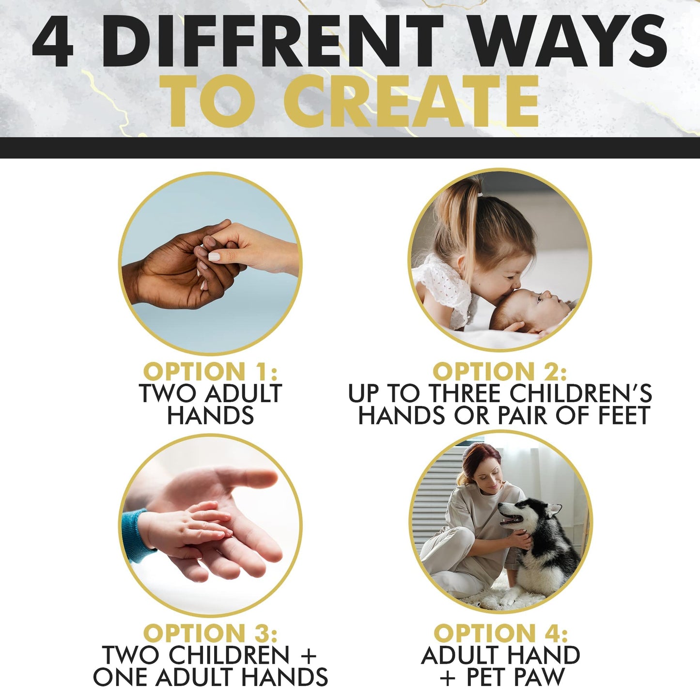 Crafts North Hand Casting DIY Kit for Couples | Complete kit with Acrylic Display, Wooden Base, and Step-by-Step Guide to Create a Perfect Hand molding Christmas Gift