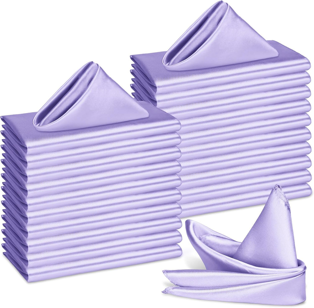 Bailarina 40 Pack Lavender Satin Napkins,17x17 Inches Wedding Napkins Square Soft Silky Table Napkins Bulk Decorative Elegant Cloth Napkin for Party Decoration, Banquet,Wedding,Graduation