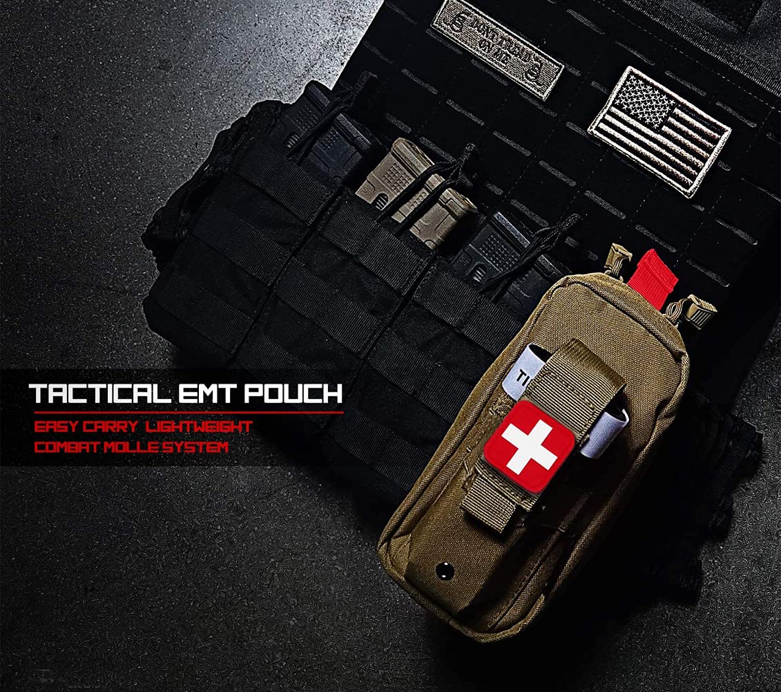 Med Kit Trauma Kit Bleeding Contral Pack, Emergency Survival First Aid Kits EMT IFAK Medical Pack for Severe Bleeding Control Military Camping and Hiking (Tan)