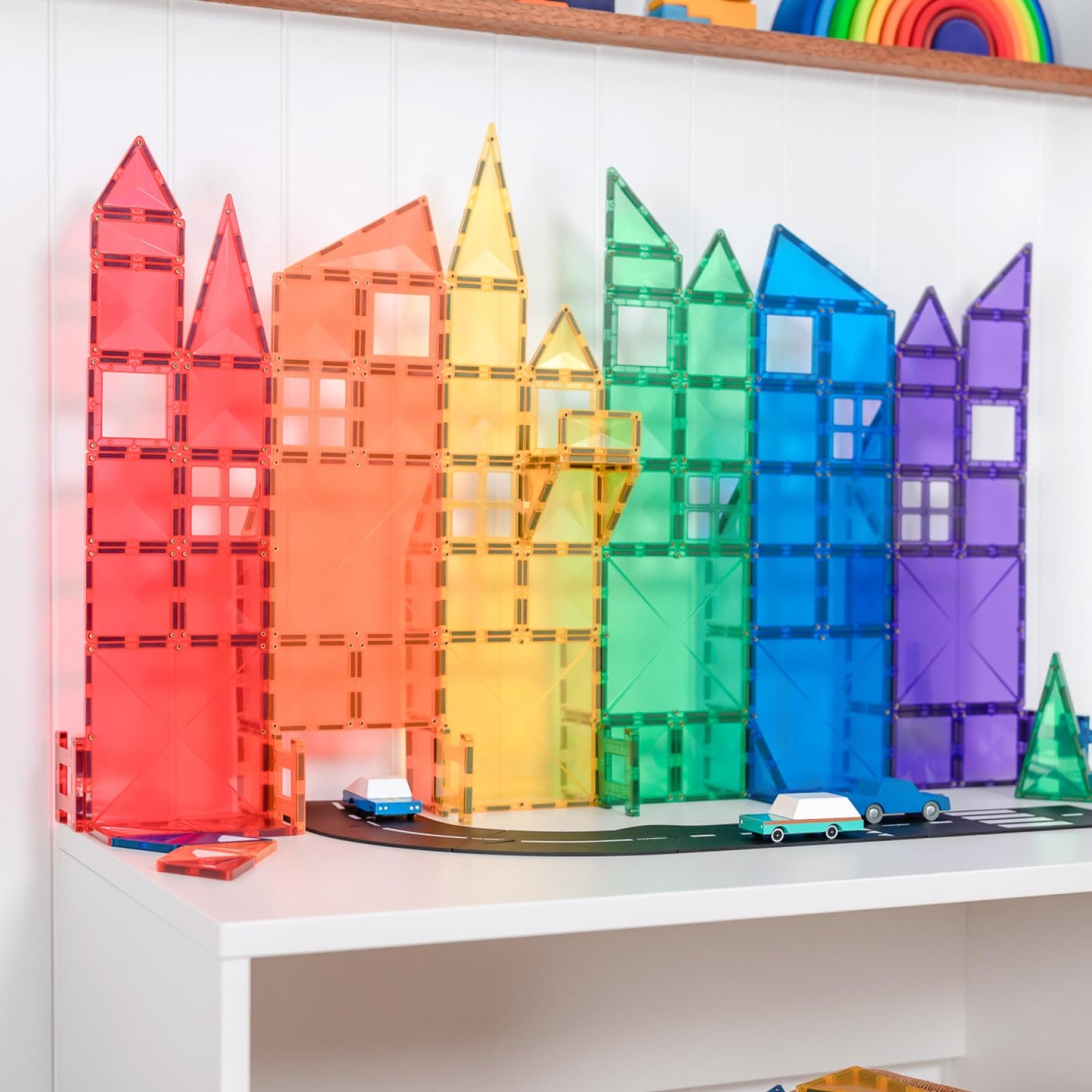 CONNETIX Magnetic Tiles Rainbow Creative Pack, 102 Pieces