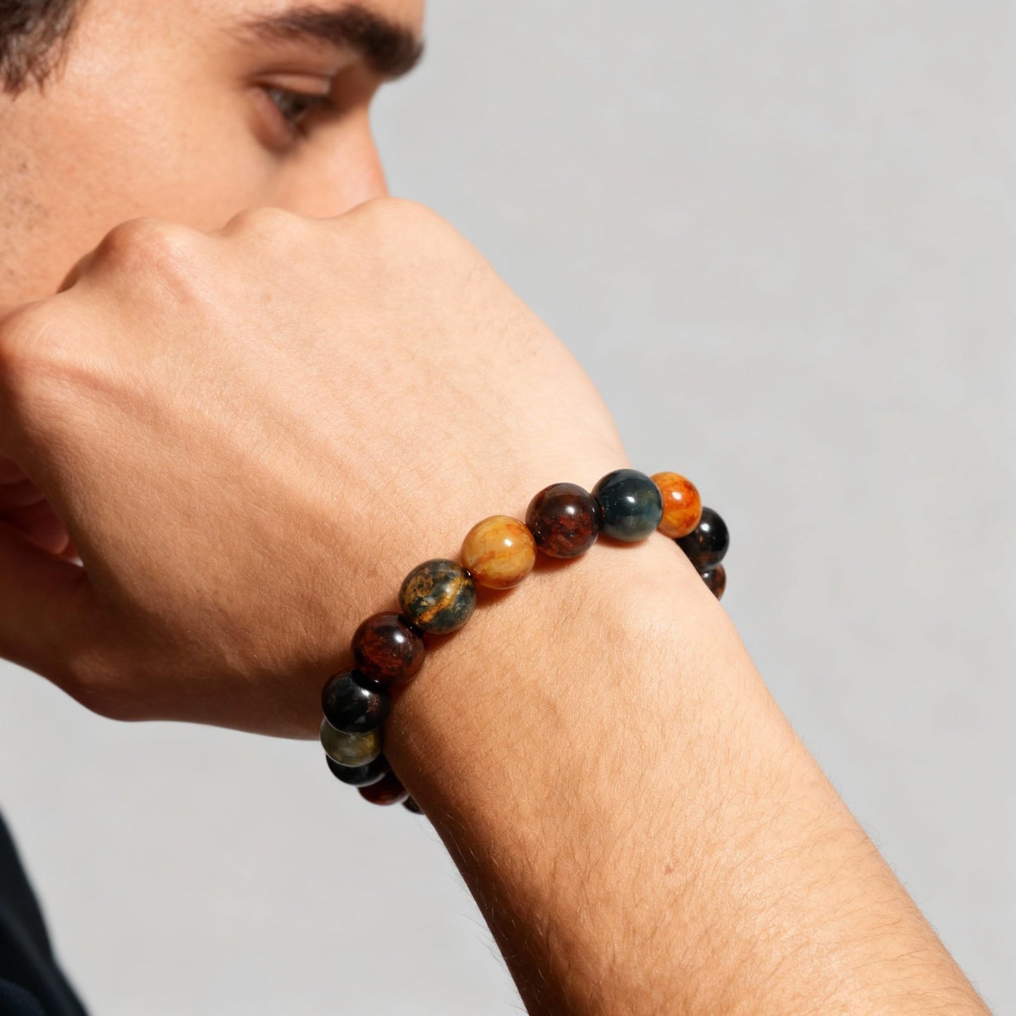The Vida Handmade AAA+ Quality Crystal Stretch Elastic Bracelet - Nature Gemstone - Jewelry Gift - Holiday Gift - For Women & Men (Pietersite)