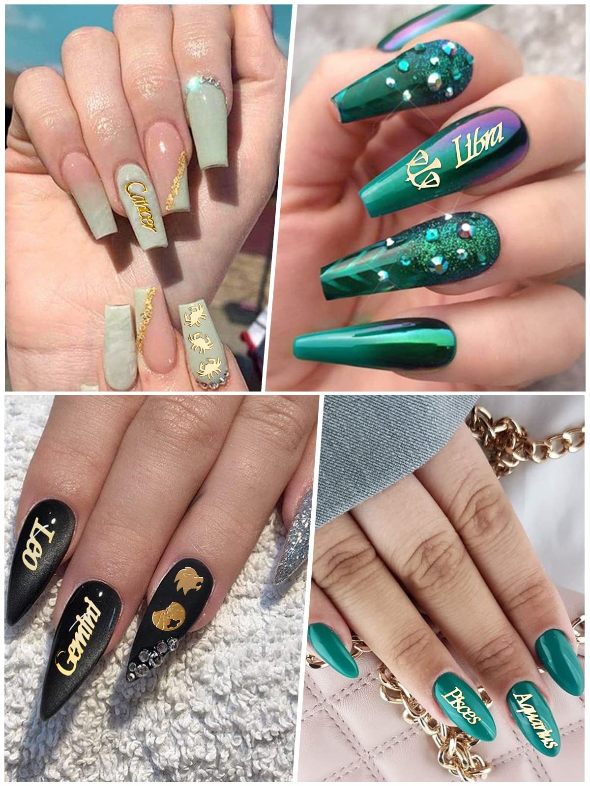 EBANKU 2 Boxes Zodiac Nail Charm, 3D Gold Twelve Constellation Charms for Nail Art, Alloy Nail Sequins Aquarius Nail Charms for Nail Art Decoration