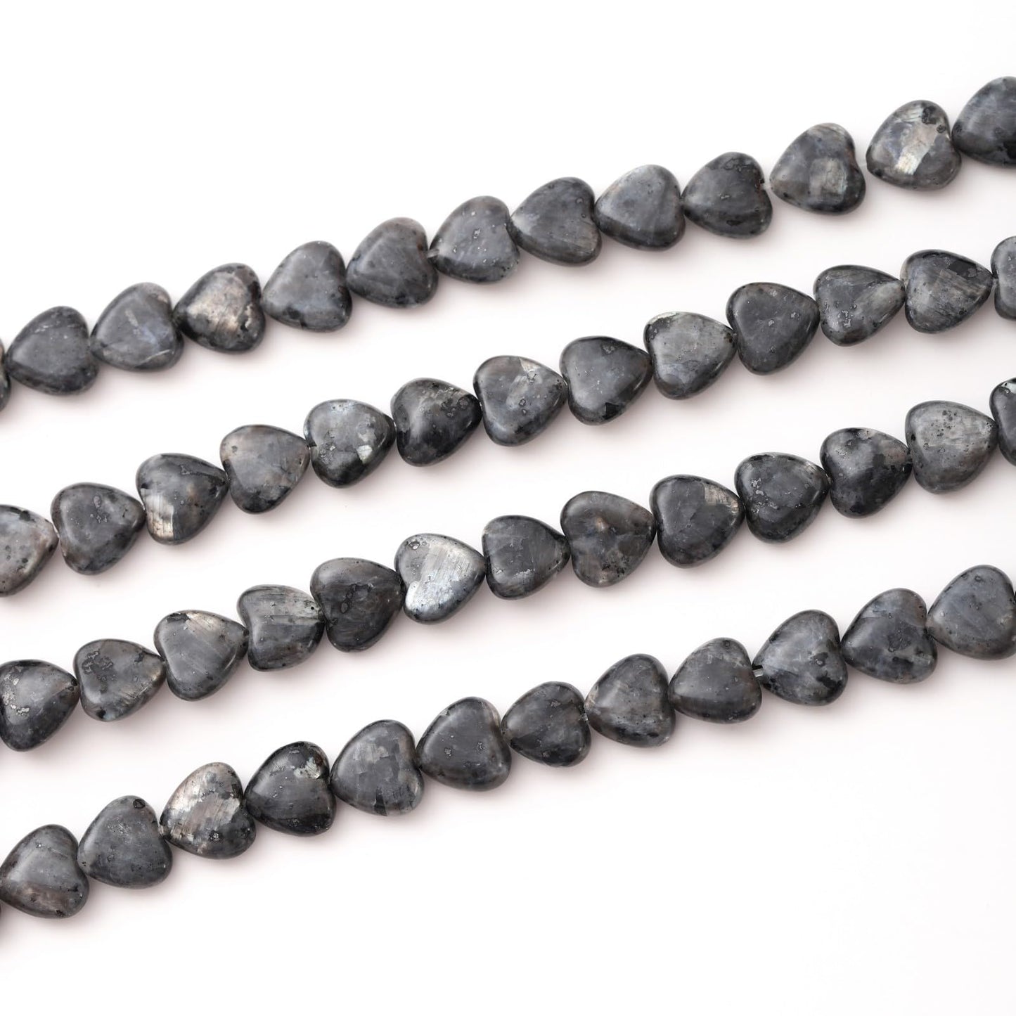 Natural Heart Shaped Black Labradorite Stone Beads 10mm Loose Crystal Healing Beads for DIY Necklace Bracelet Making Gemstone Craft Supplies