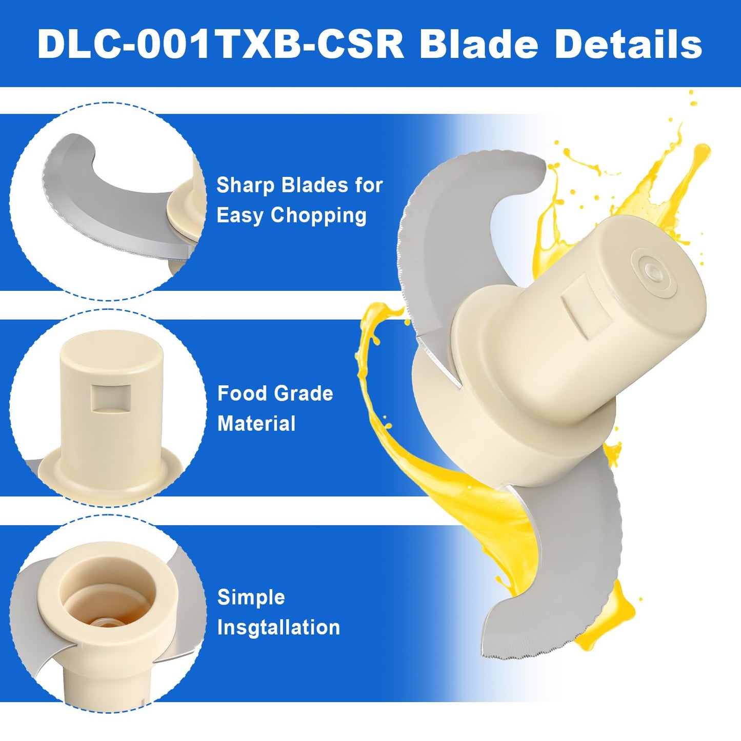 DLC-001TXB Main Stainless Steel Chopping Blade Compatible with Cuisinart 14 Cup Food Processor Replace for DLC-001TXA,DFP-14BCNY,DFP-14BCNR, DFP-14BWN,DFP-14BCN, DLC-2014,DLC-001TXB-CSR