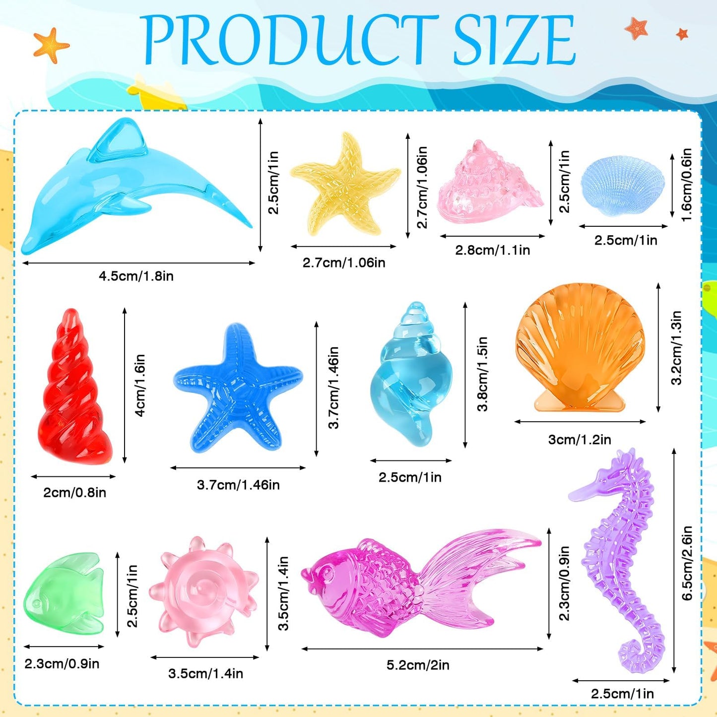 120 Pcs Acrylic Sea Shell Decorations, Ocean Themed Sensory Bin Fillers 3D Gems for Table Scatter Vase Filler and Pool Treasure Hunt Games