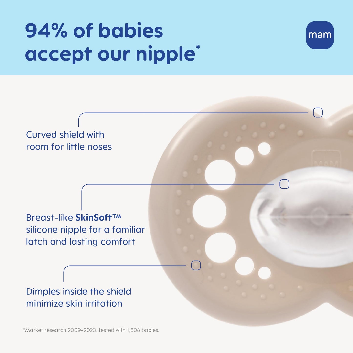 MAM Original Matte Baby Pacifiers 6-16 Months, Binky for Newborn Babies, BPA-Free Skin Soft Silicone Nipple, Easy to Clean, Developed with Medical Experts, 6 Count, Made in Europe