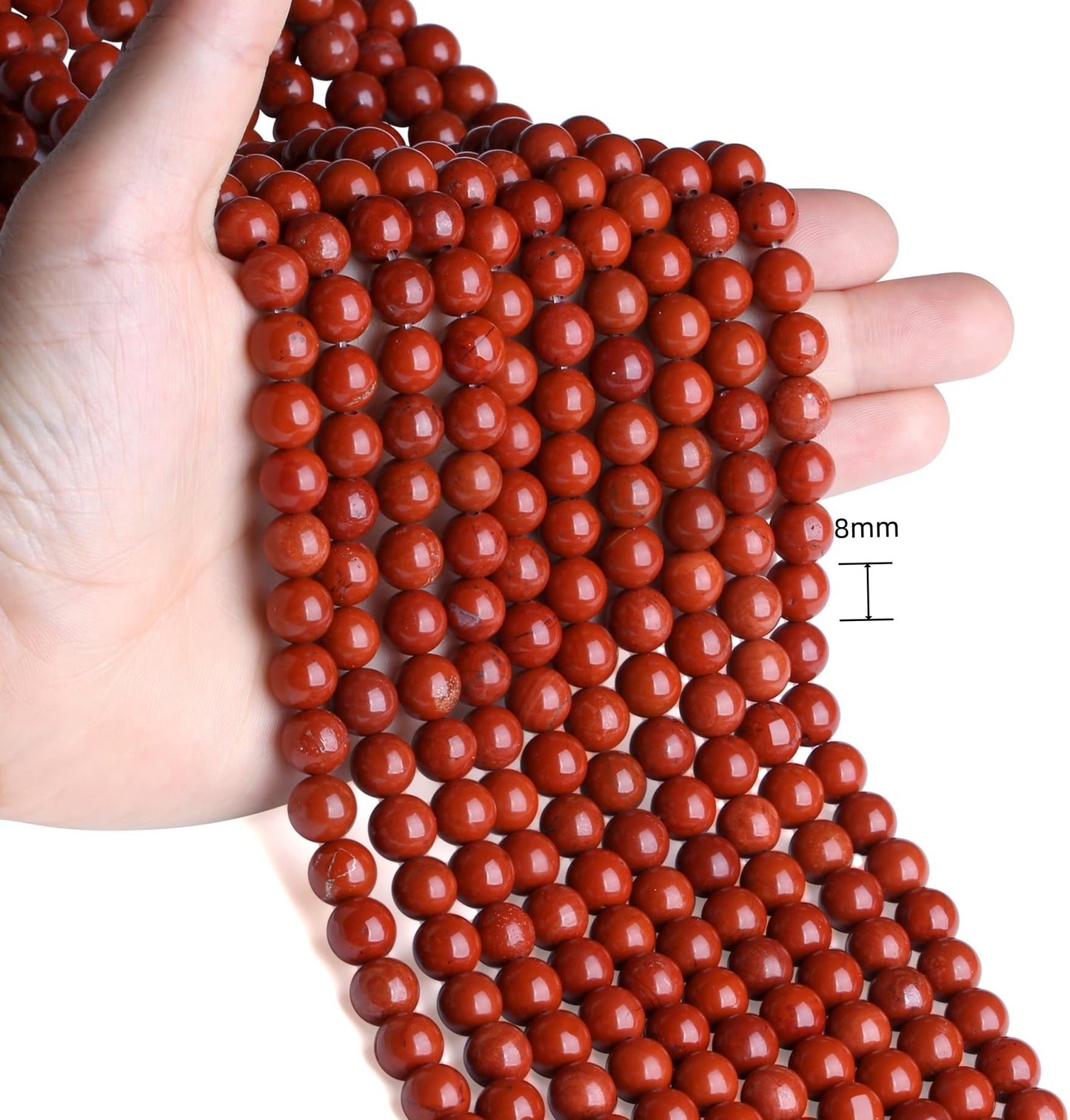 NUKAYAI Natural Red Jasper Beads 100Pcs 8mm Crystal Beads Loose DIY Round Stone Bead for Bracelet Necklace Earrings Makingrrings Making