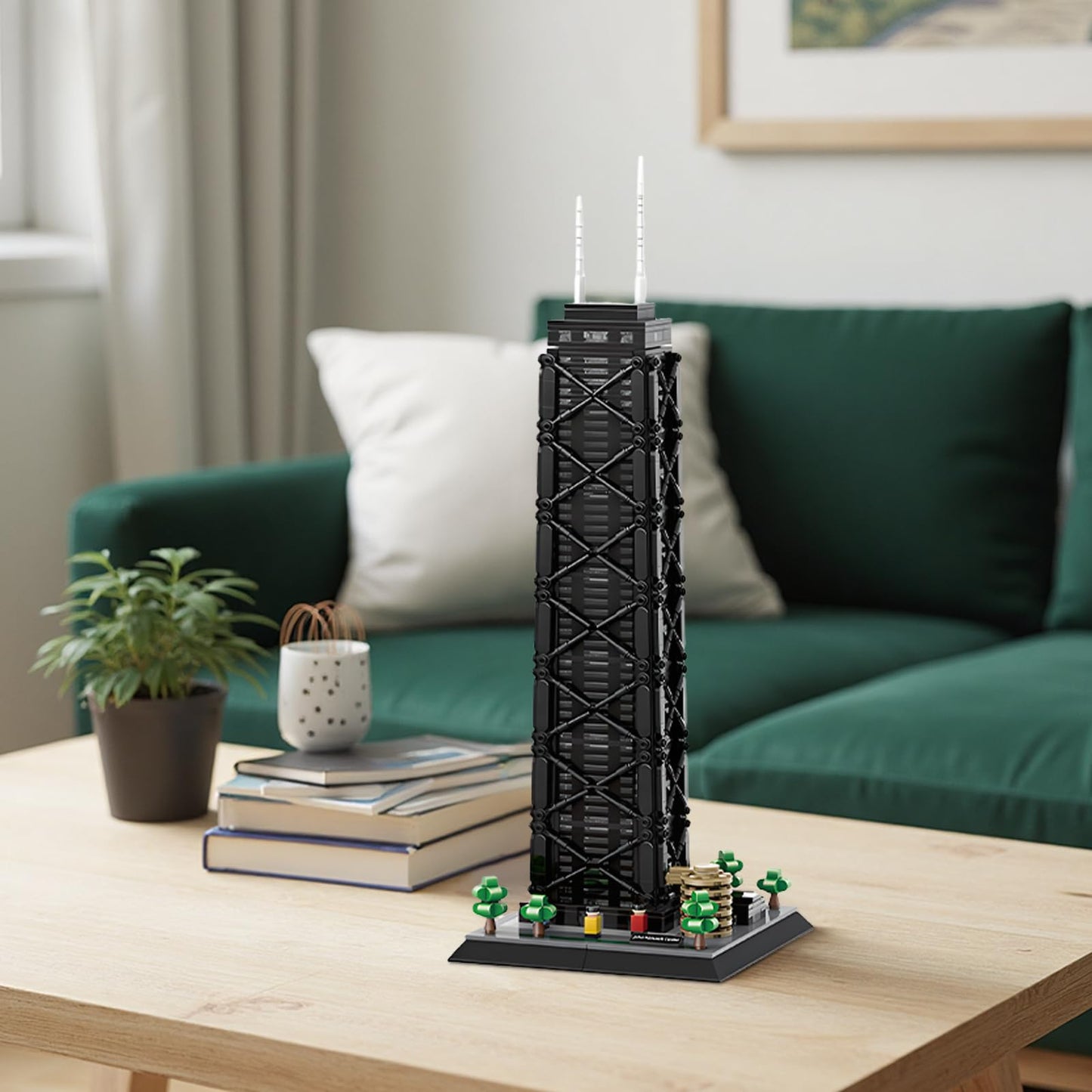 CSNRHG John Hancock Center Chicago Architecture Model Building Blocks Sets The Office Landmarks Skyline Set Toys Collection for Kids Adults 1284Pcs