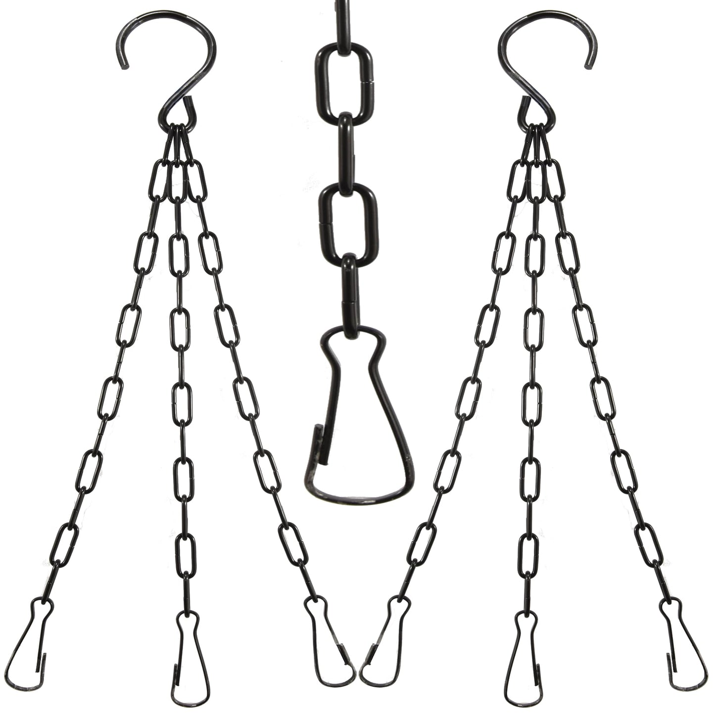 Meinvcisi Heavy Duty Black Metal Hanging Chains for Plants Pots Baskets, Replacement Chains, 23 Inch, 60 lbs Capacity, 2 Packs, Anti-Rust, Adjustable, for Heavy Planters, Bird Feeders, Lanterns.