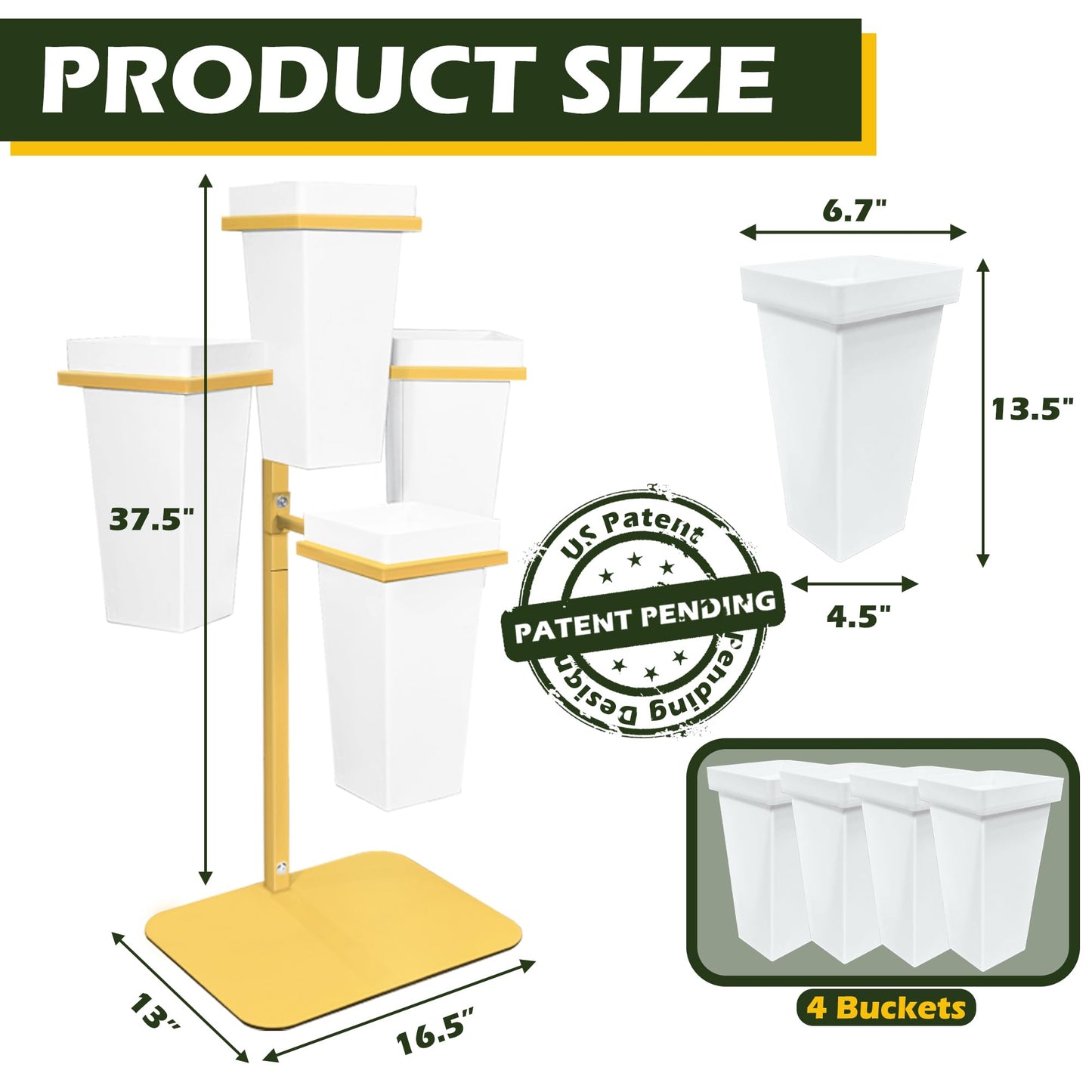PROLEE Flower Display Stand with Buckets, Wedding Flower Cart Display Stand with Wheels,Flower Stand for Wedding Party, Events and Garden Decor (White)