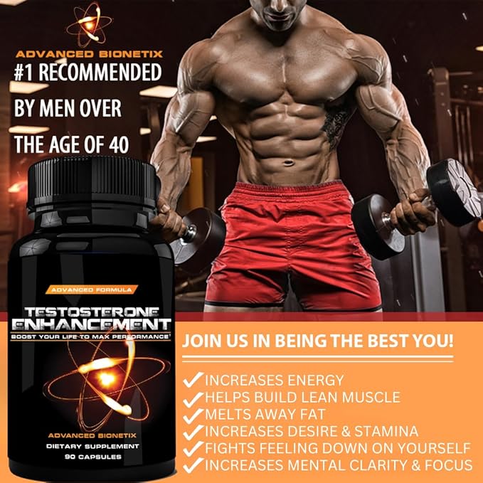 Testosterone Booster Male Enhancement. #1 Recommended by Men Over the Age of 40* Increase Desire, Energy, Lean Muscle. Melt Away Fat with Zinc, Tribulus, Tongkat Ali, Horny Goat Weed & More