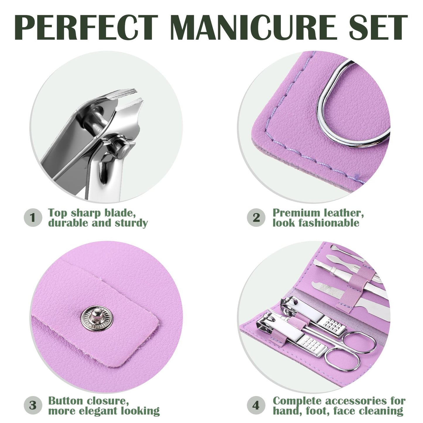 WILLBOND 12 Sets Manicure Set Nail Clippers Pedicure Kit 7 in 1 Stainless Steel Professional Pedicure Set Grooming Kits Nail Care Tools with Travel Case Multi Color(Bright Colors)