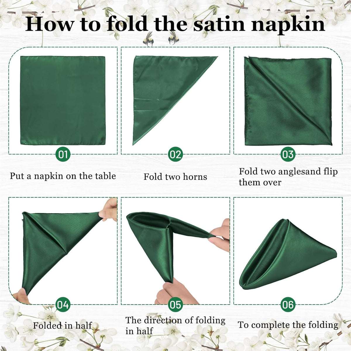 Bailarina 120 Pack Hunter Satin Napkins,17x17 Inches Wedding Napkins Square Soft Silky Table Napkins Bulk Decorative Elegant Cloth Napkin for Party Decoration, Banquet,Wedding,Graduation