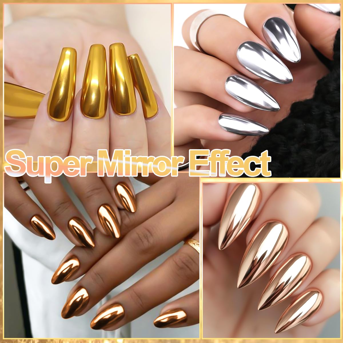 12 Jars Chrome Nail Powder Kit, White Pearl Chrome Nail Powder Metallic Mirror Effect Pigment Holographic Dip Powders & Opal Nails Chunky Glitter Flakes for Home DIY Salon Use