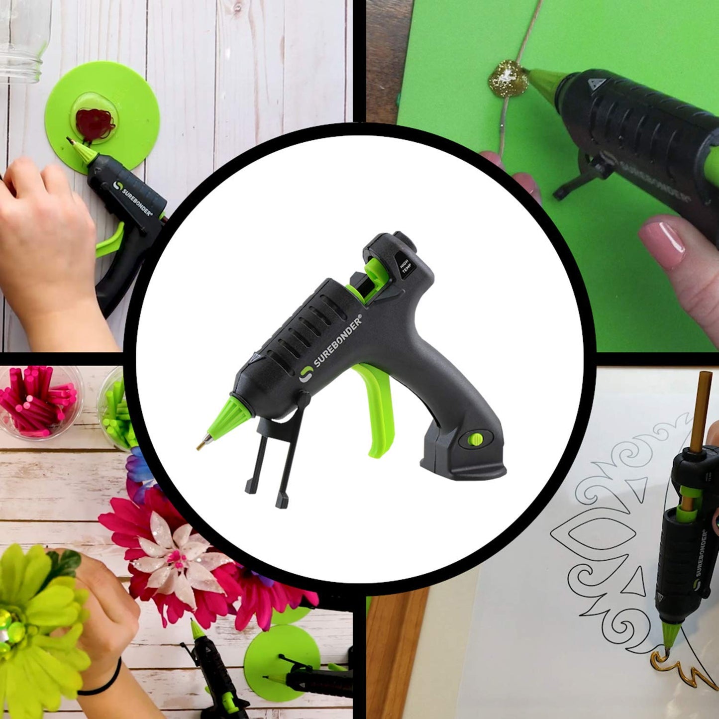 Surebonder Mini Hot Glue Gun with Fine Tip Nozzle - 20W High Temp Detail Tip Glue Gun for Crafts, DIY, & Repairs, Uses 7/16" Mini Glue Sticks