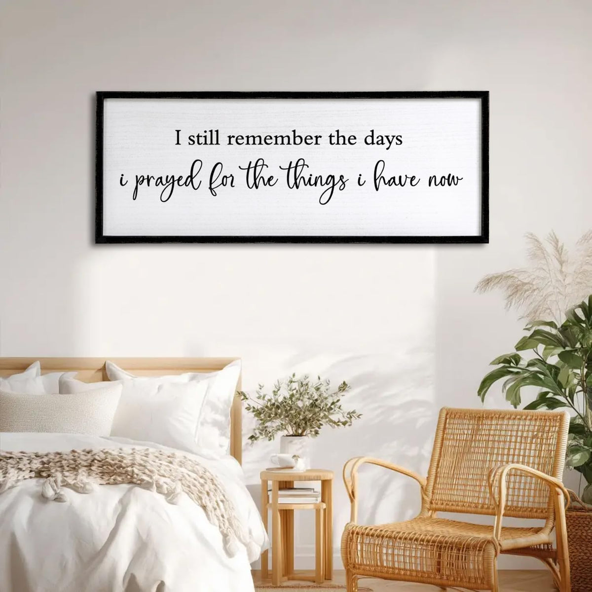 I Still Remember the Days I Prayed for the Things I Have Now quote Sign Framed Wall Art, 40''×15'' Rustic Horizontal Plaque,I Still Remember the Days Wood Sign Wall Decor