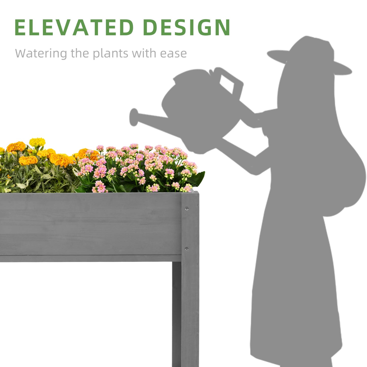 Sobetwood Raised Garden Bed with Legs, 31x16x31'', Outdoor Wood Elevated Planter Box, Grey Cedar, Thick Legs, w/Liner