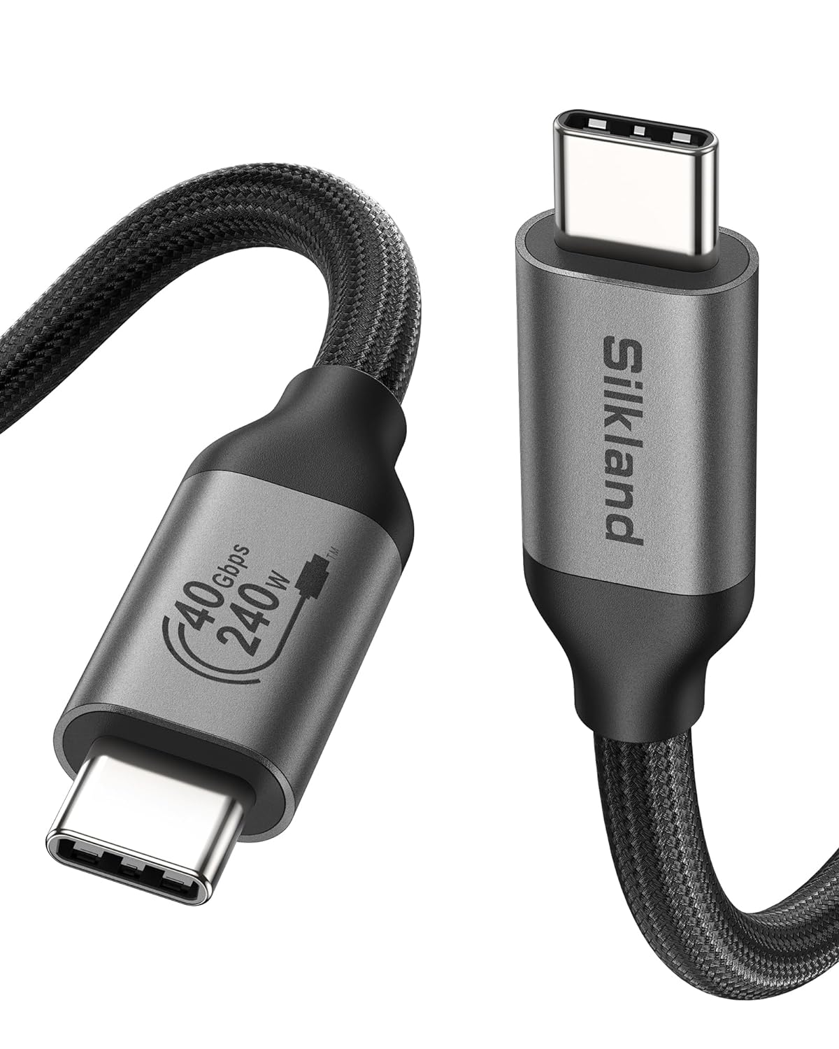 Silkland USB 4 Cable for Thunderbolt 4 Cable, 40Gbps Data Transfer, 240W Fast Charging, Supports 8K/5K@60Hz, 4K@240Hz, USB C Thunderbolt Cable 2.6FT, Compatible for MacBook, SSD, Docking, iPhone 16/15