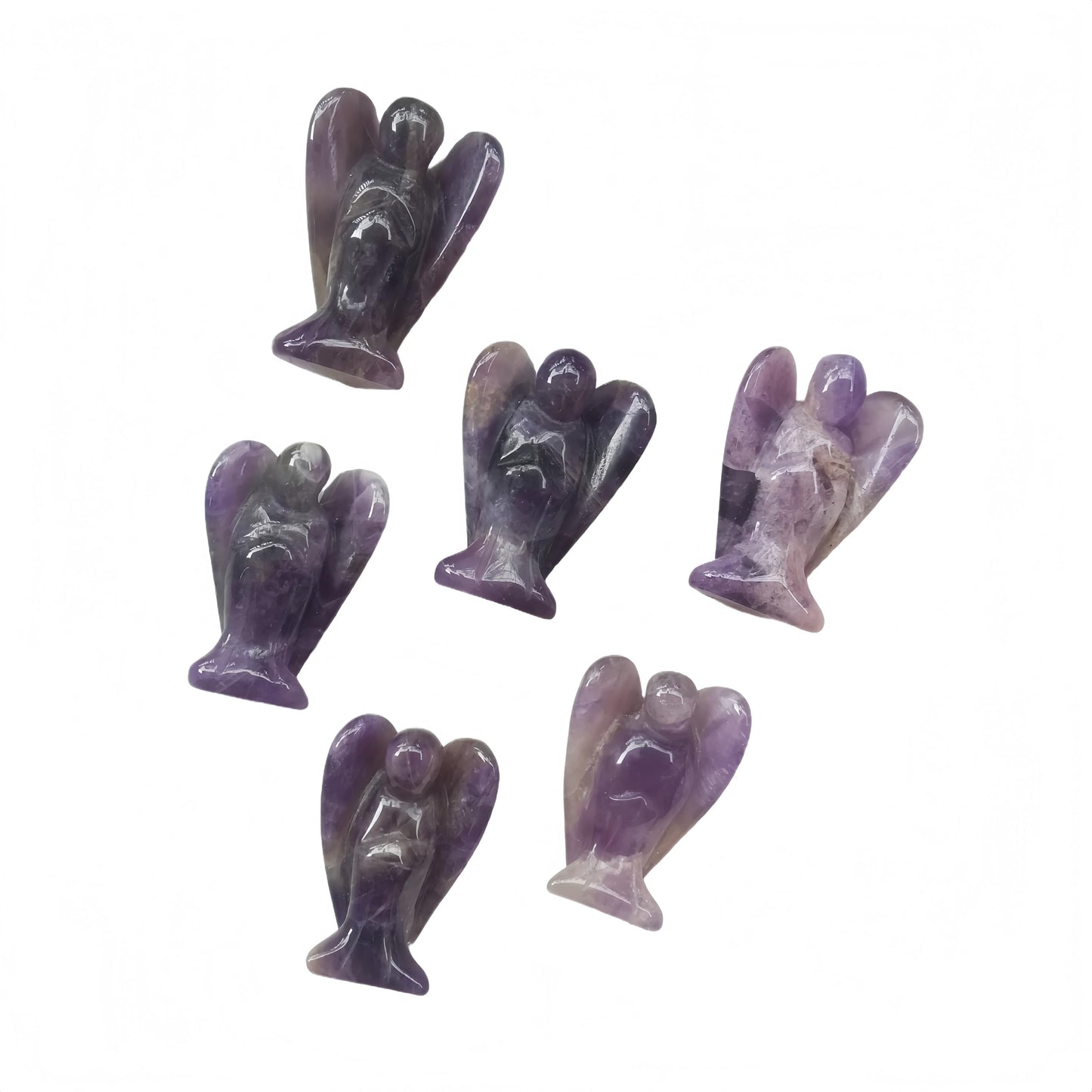Afucats Natural Amethyst Healing Guardian Angel Indoor Decorative Stone,1.5 Inches Carving Pocket Palm Statue,Gift for Her Christmas Décor