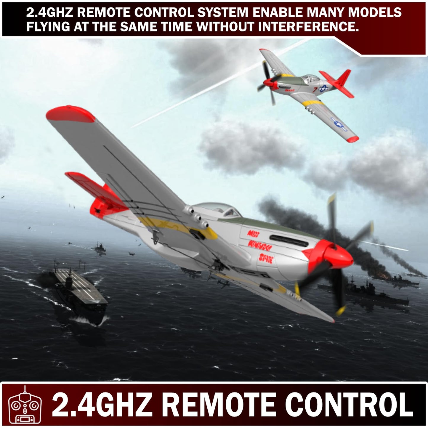 LEAMBE 4 Channel RC Plane, Ready to Fly Aerobatic Aircraft, Easy Control for Beginners, P51 Mustang RC Airplane Best Gift for Adults
