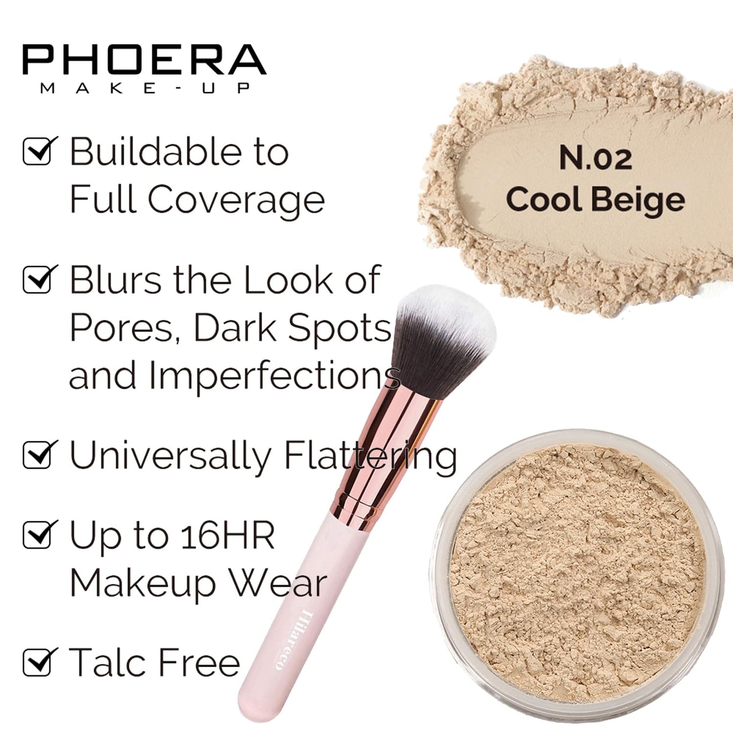PHOERA Foundation Full Coverage Makeup, Mushroom Head Air Cushion CC Cream Natural Foundation Set,PHOERA Concealer, PHOERA Primer, PHOERA Powder, Foundation Brushes (104 Buff Beige+ 04 Buff Beige CC)