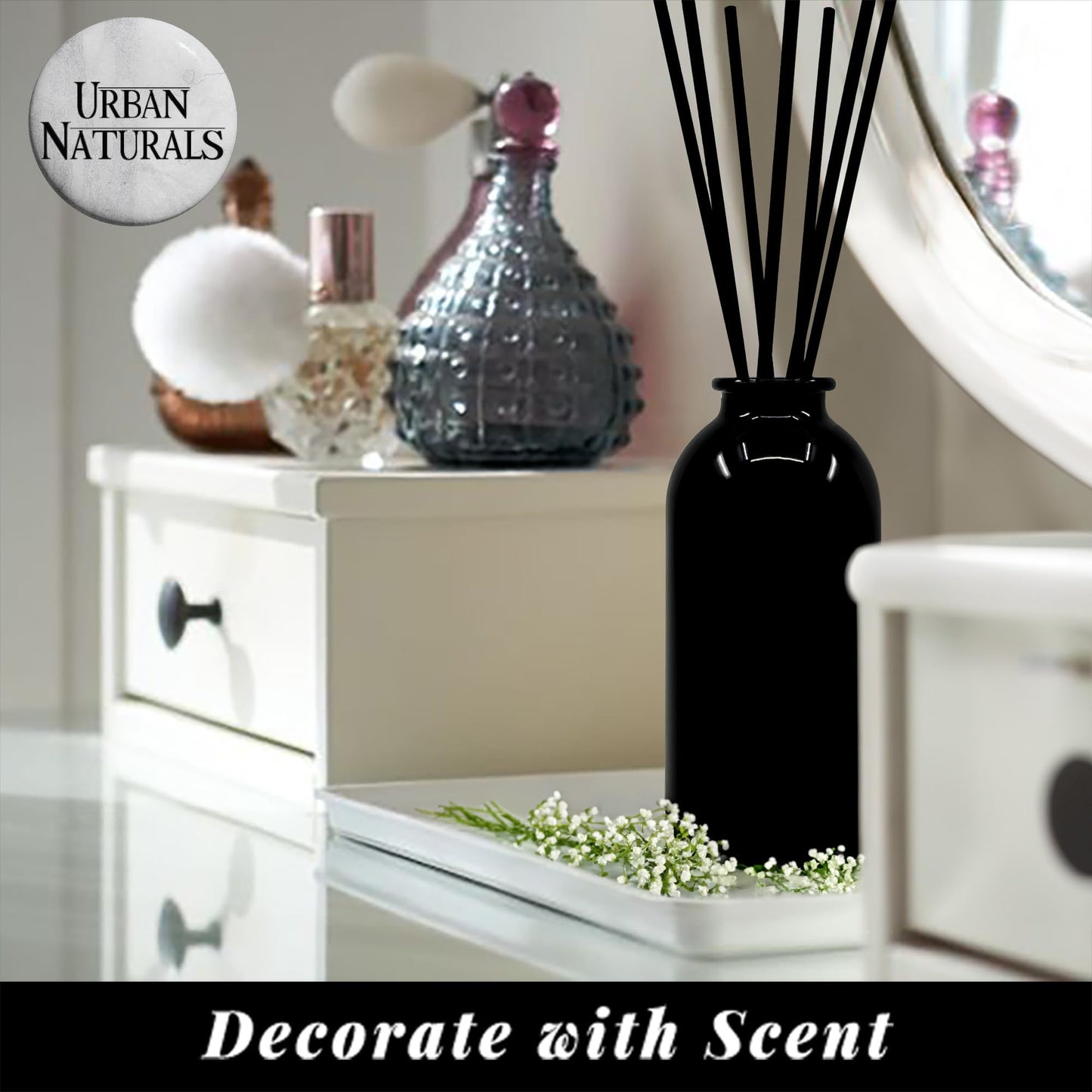 Urban Naturals Smoked Vanilla Reed Diffuser Set with Vanilla Bean, Sandalwood & Leather | Made in the USA