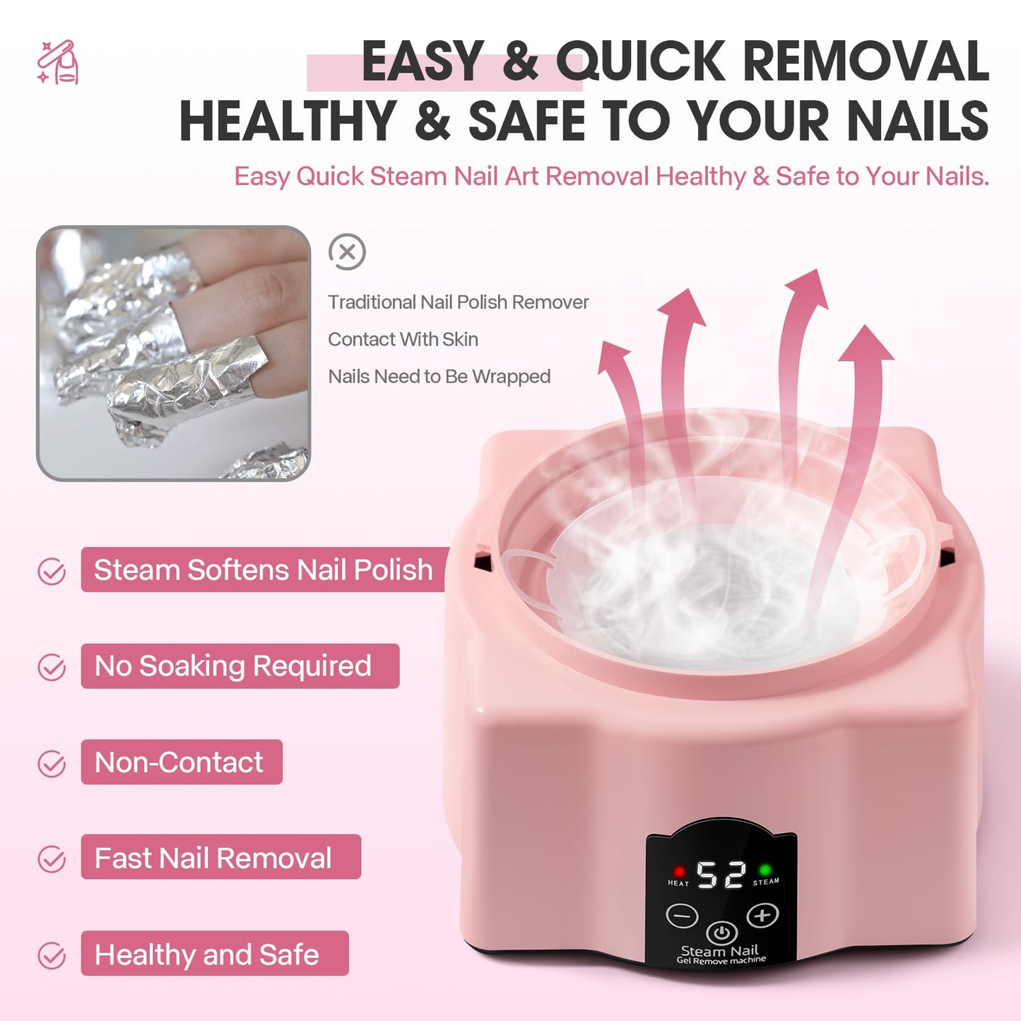 Automatic Upgraded Acrylic Gel Nail Polish Removal Electric Steam Acetone Nail Remover Machine Set, Various Nail Gel Nail Chips Without Harming Hands Nail Art Tools Nail Remover Tools Set