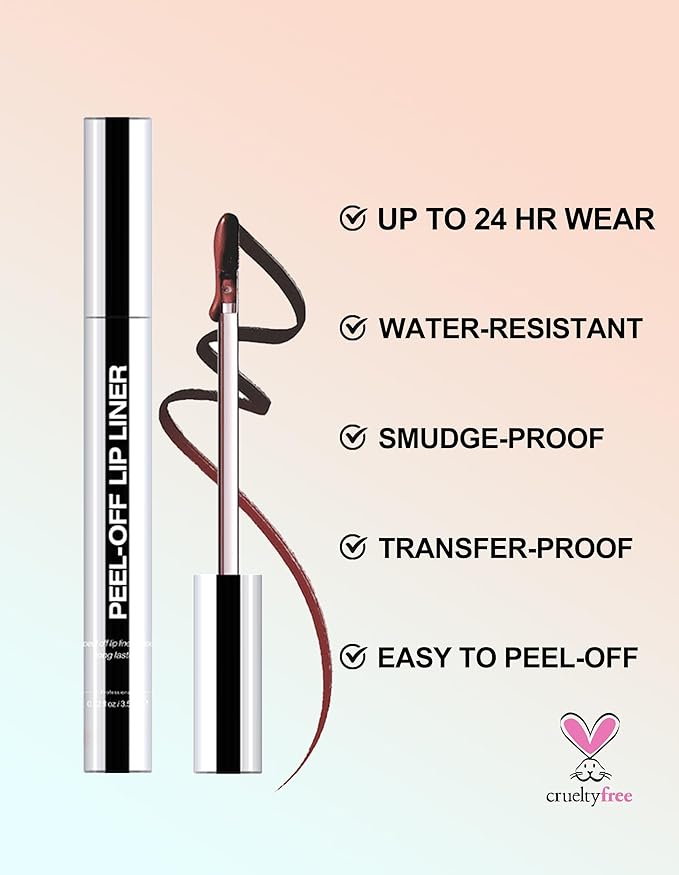 Erinde 3PCS Peel Off Lip Liner Stain, Long Lasting Tattoo Lip Liner with Tweezer, Matte Finish Peel Off Lip Stain, Waterproof Transfer Proof Lip Stain Peel Off, Non-Stick Cup Nude Lip Stain Lipliner