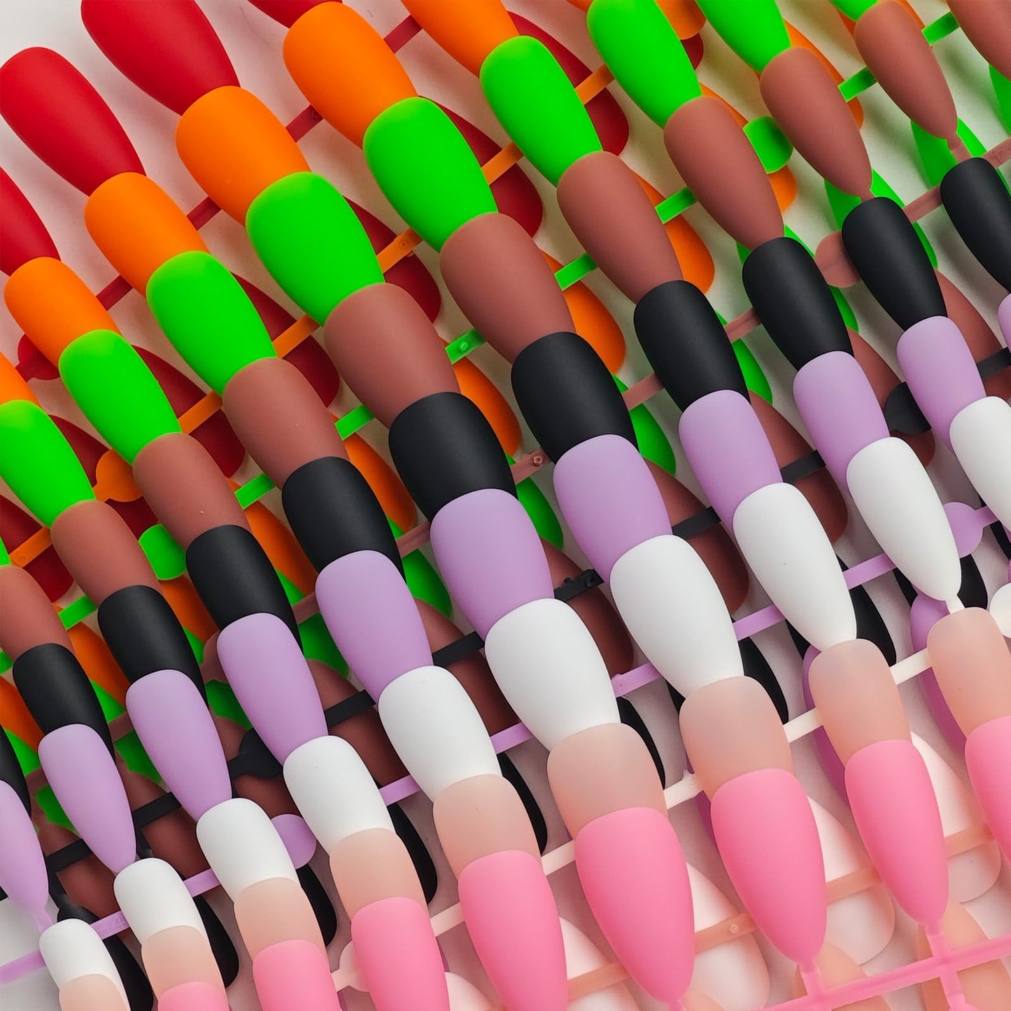 216 Pcs Press on Nails Medium Almond Nail Press ons in 9 Colors Fake Nails in 12 Sizes Mate False Nails Full Cover Stick on Nails for Women Manicure