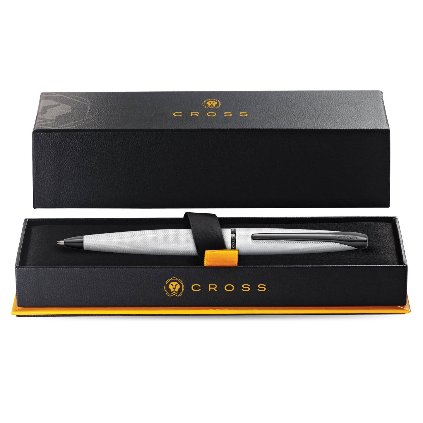 Cross ATX Refillable Ballpoint Pen Presented in a Luxury Gift Box - Medium Point, Black Ink, Sandblasted Chrome