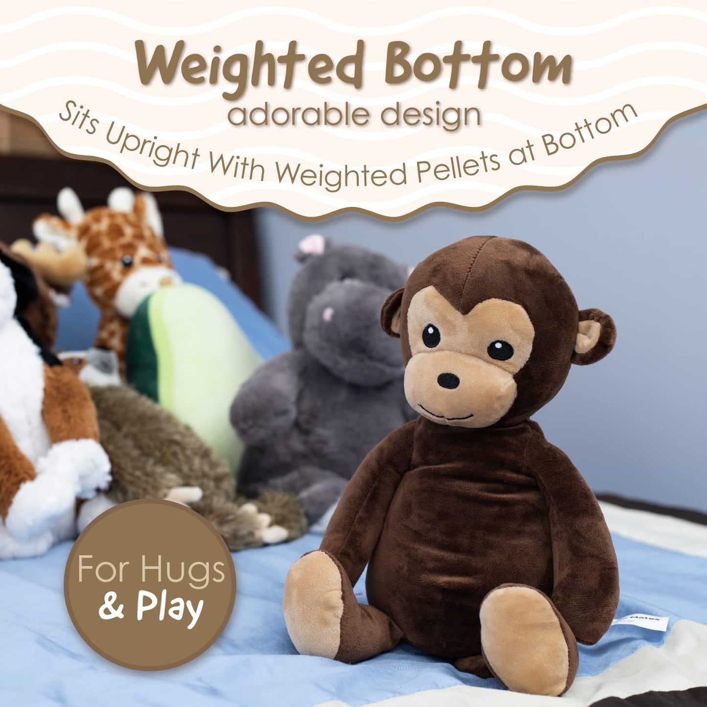 Squirrel Products Cuddle Mates Stuffed Animal Plush Toy - 14 Inch - Monkey