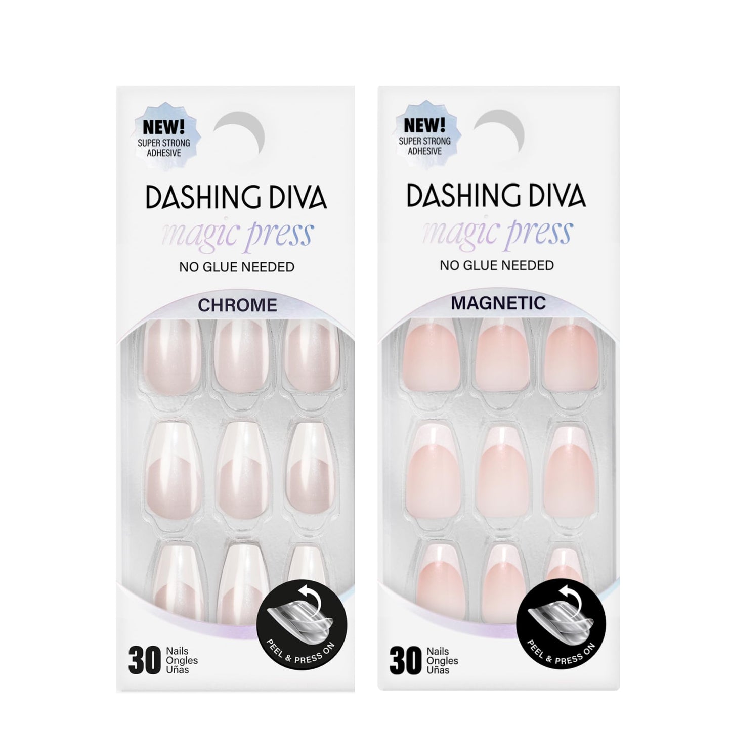 Dashing Diva Magic Press Premium Nail Bundle - Glazed French Collection - Press On Nails - Glaze Coffin & Dipped - Long Lasting Gel - Lasts Up to 7 Days - 2 Sets