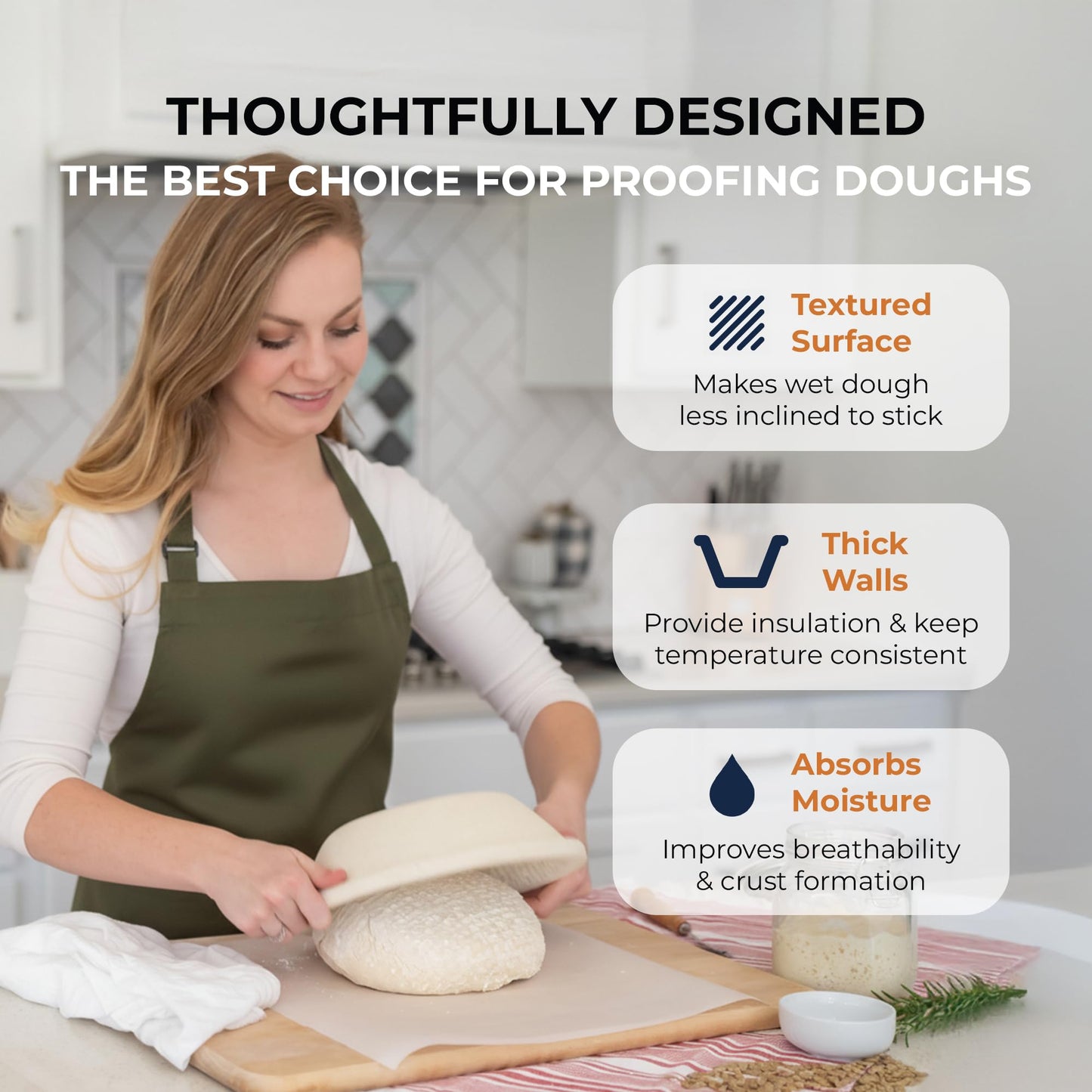 Bulka Large Round 9" 1kg Waffle Banneton Bread Proofing Basket Pressed Wood Pulp, Sourdough Proofing Basket - Non-Stick Brotform Sourdough Bread Baking Supplies, Made in Germany.