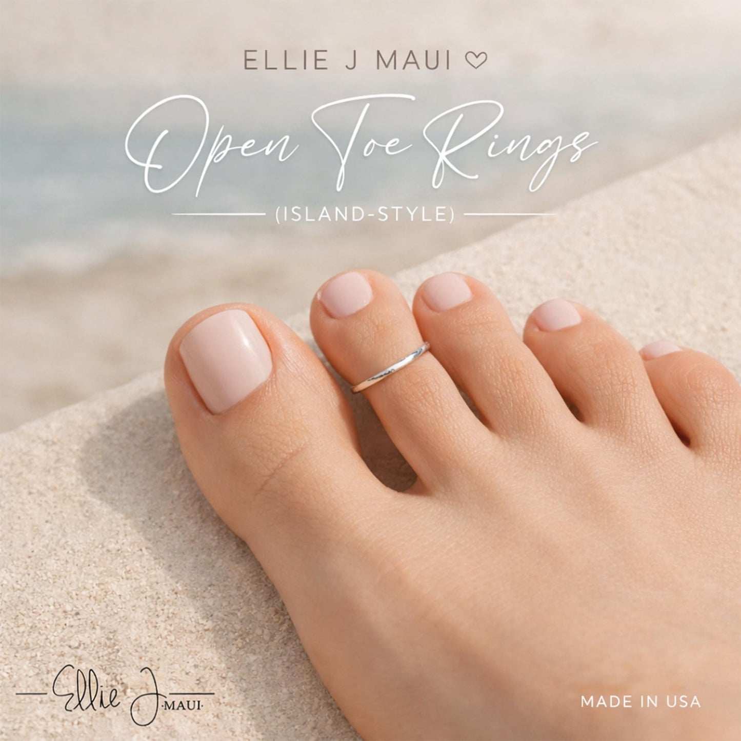 Ellie J Maui 14K Gold Filled Toe Rings for Women Adjustable Open Back Hammered Toe Ring Handmade Non Tarnish Dainty Gold Toe Ring Summer Beach Foot Jewelry