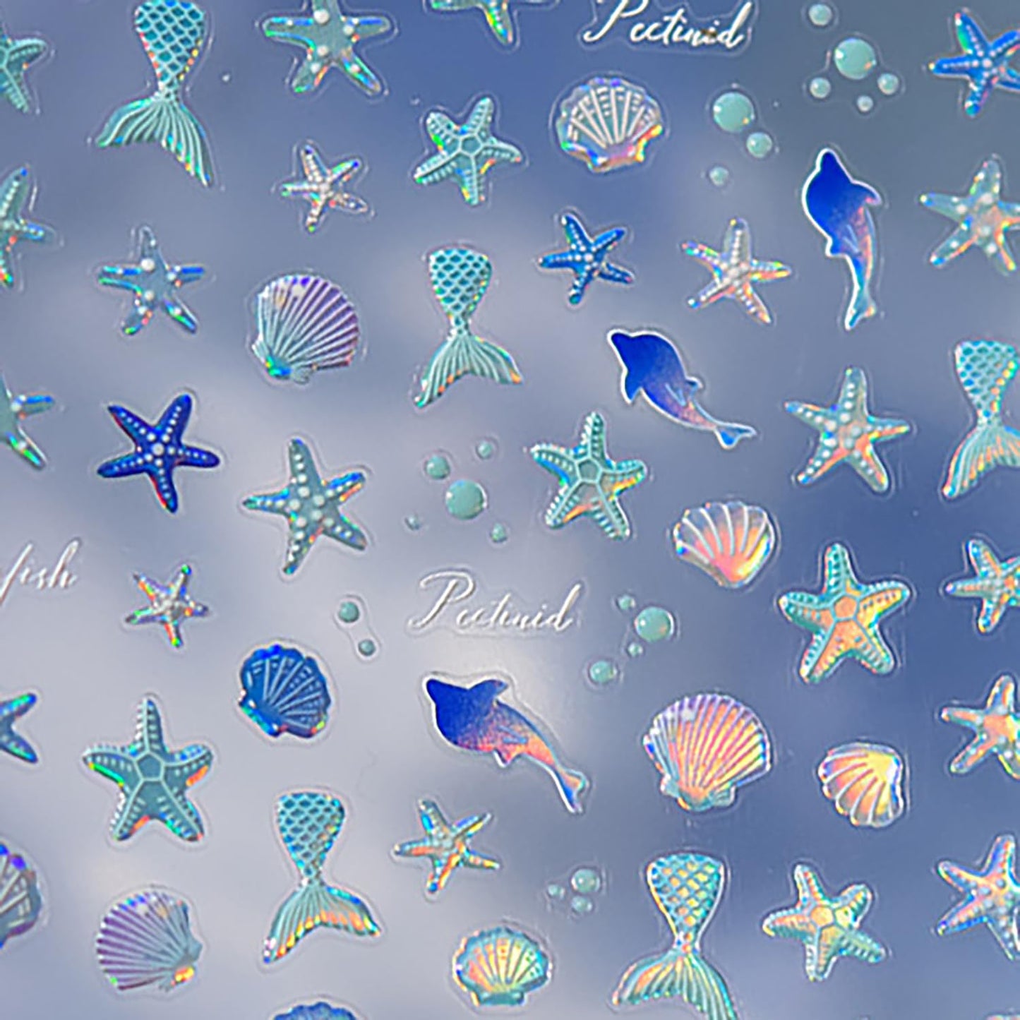 1 Sheets 5D Embossed Summer Nail Stickers for Nail Art Self-Adhesive Starfish Nail Art Stickers Shell Dolphin Mermaid Tail Nail Decals Ocean Theme Nail Design for Women DIY Nails Decoration
