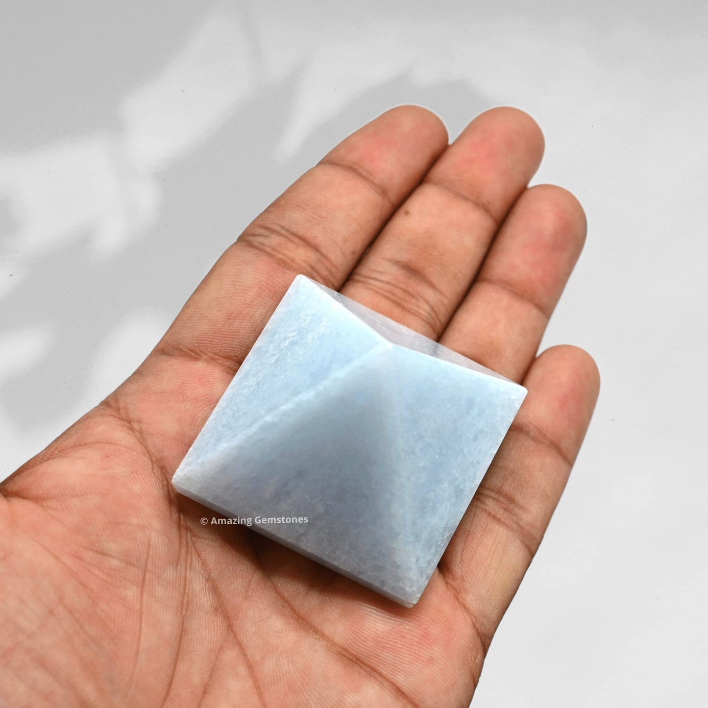 Amazing Gemstone Blue Calcite Pyramid Crystal Healing Stones - 2" Great Pyramid Figurine of Natural Stone Pyramid for Meditation, Reiki, Chakra Balancing and Crystal Pyramids Grid