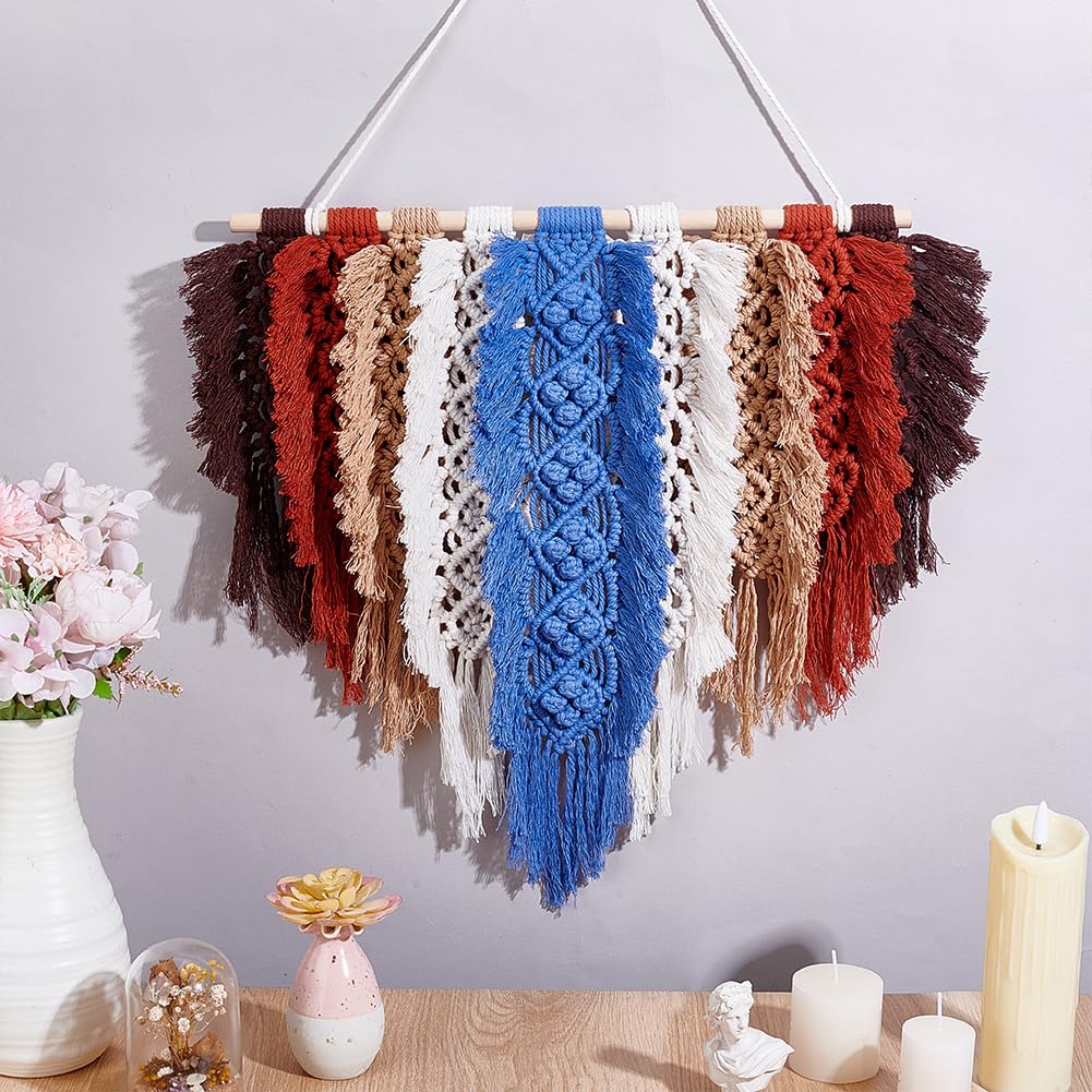 FREEBLOSS Large Macrame Leaf Wall Hanging Kit Leaf Woven Tapestry Bohemian Handmade Leaf Feather Wall Art Decorations Boho Wall Hanging Feather for Apartment Dorm Living Room