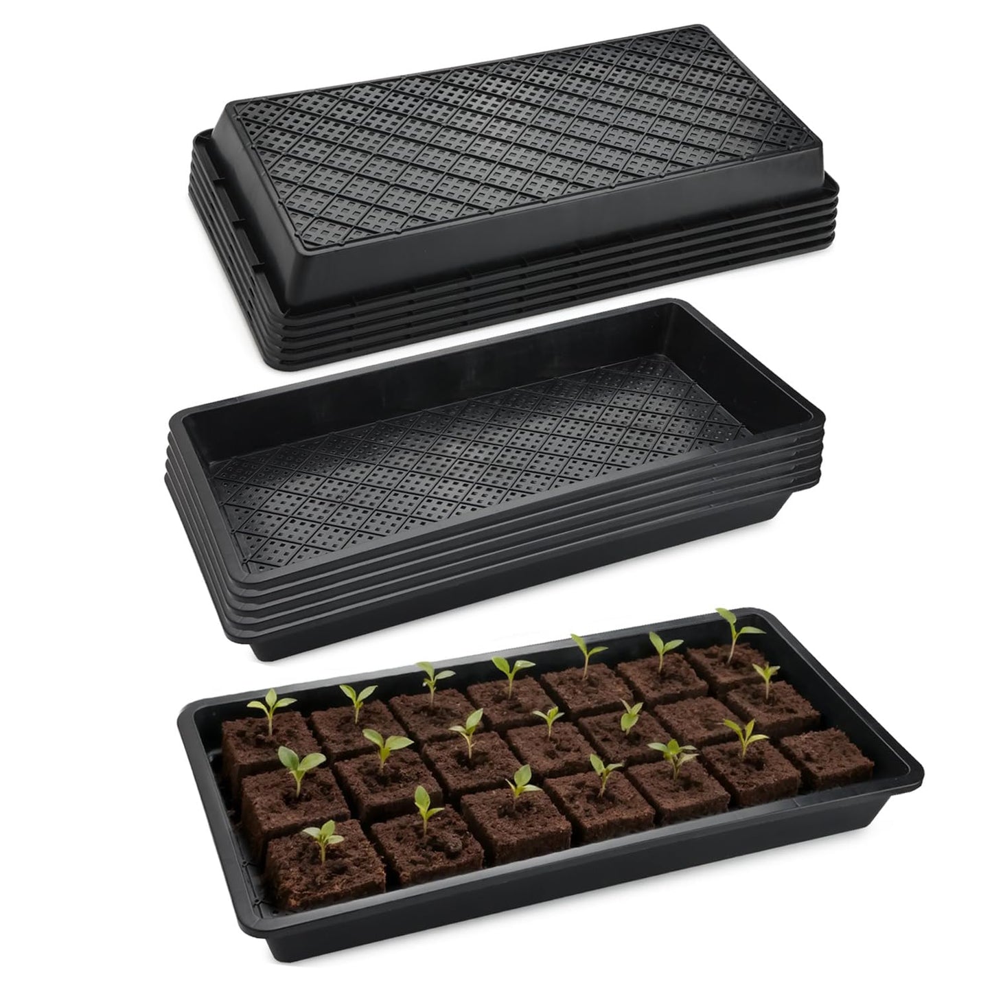 RooTrimmer 10 Pack 1020 Mesh Trays, Extra Strength 1020 Mesh Bottom Trays with Holes, 20'' x 10'', Heavy Duty Propagation Flats for Microgreens, Seed Starting, Soil Blocks, Hydroponics & Wheatgrass
