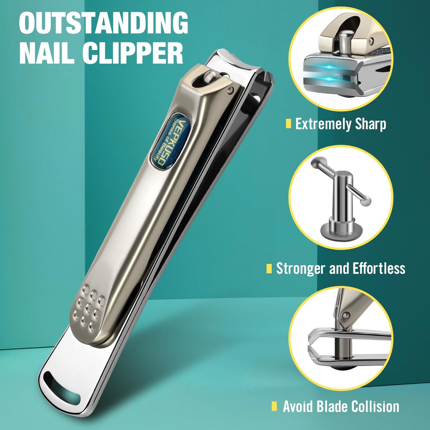 Nail Clippers for Men, Vepkuso Toenail Clippers for Thick Nails and Ultra Sharp Fingernail Clippers for Women, 4 in 1 Nail Clippers Cutter for Seinors, Gift Ideas