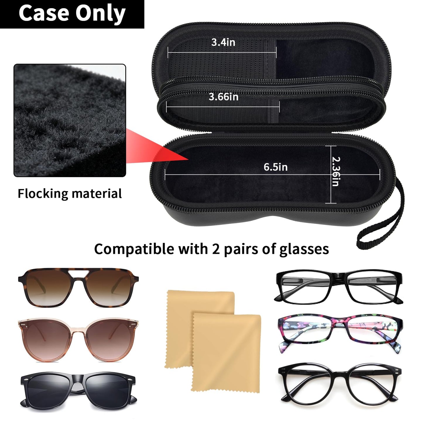 ANKHOH Double Sunglasses Case Eyeglasses Organizer, Eye Glass Storage Holder, Portable Travel Eyewear Glasses Protective Pouch Bag for Men Women(Box Only)