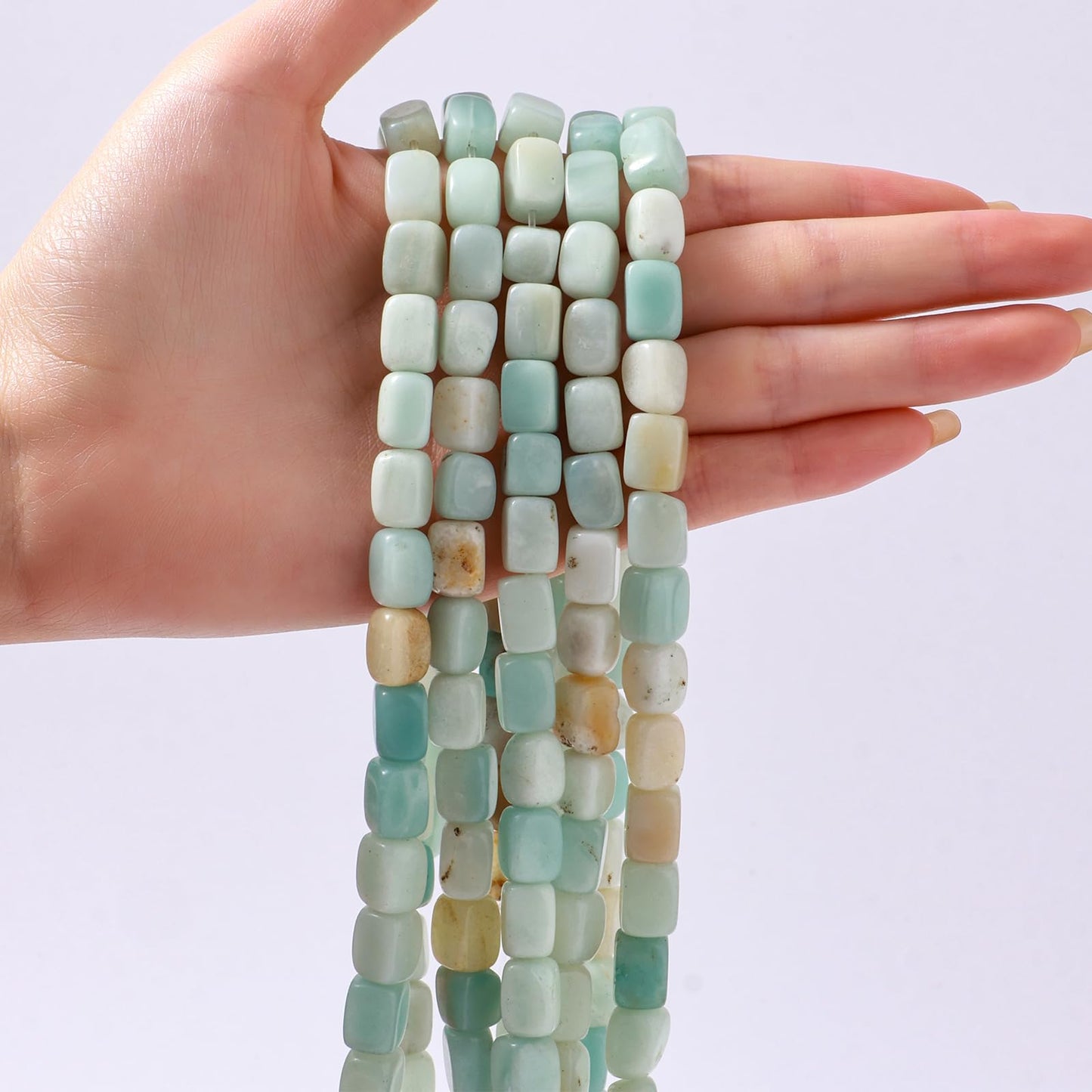 Natural Large Amazonite Cube Stone Beads 8x11mm 38cm/str Loose Semi Gemstone Stone Square Beads for Making Bracelets Necklace