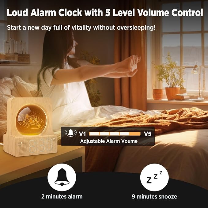 DreamSky Space Alarm Clock for Kids Teens with RGB Night Light for Bedroom
