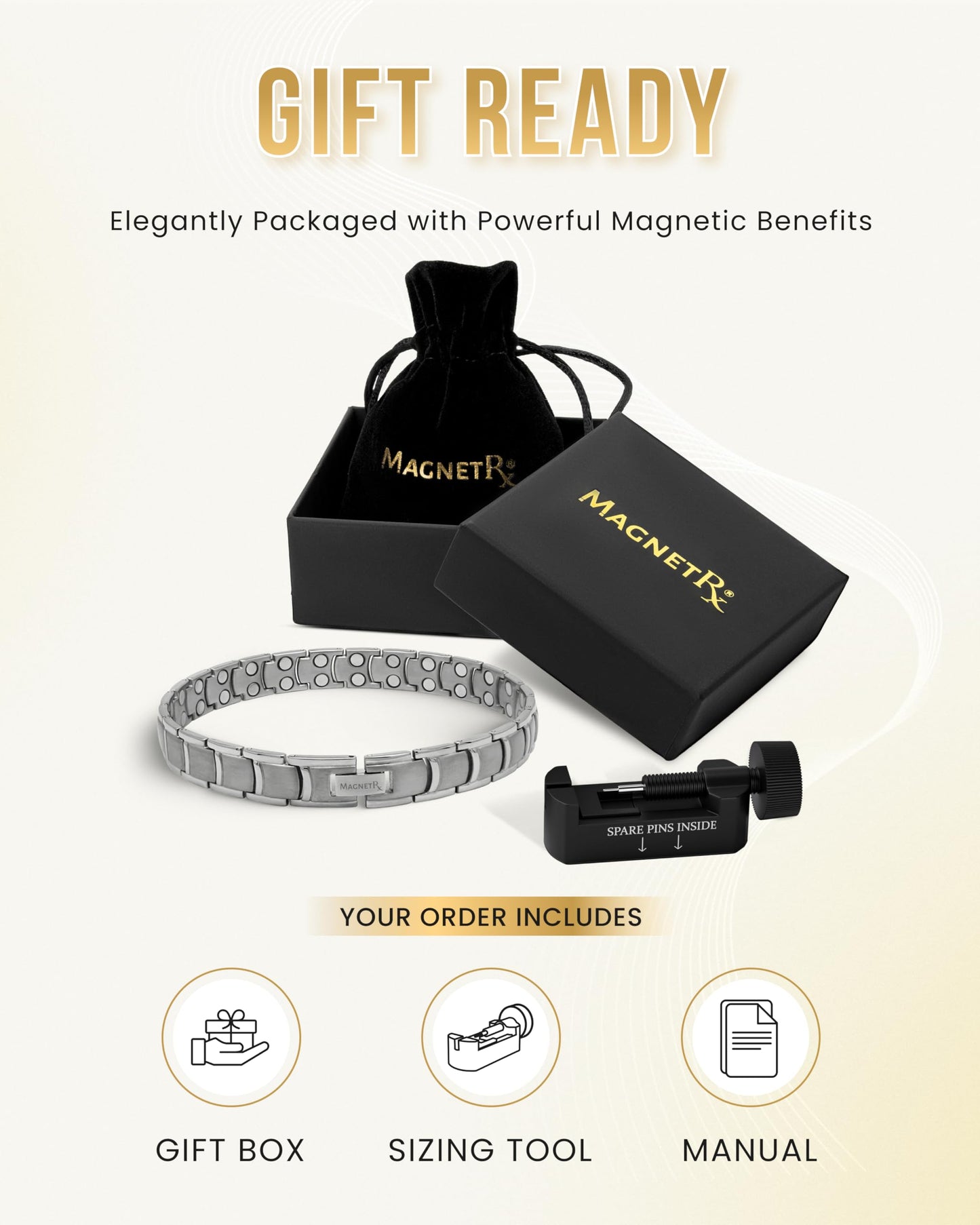 MagnetRX Ultra Strength Magnetic Anklet – Effective Magnetic Ankle Bracelets for Men – Titanium Mens Ankle Bracelet with 48 Magnets (Silver)