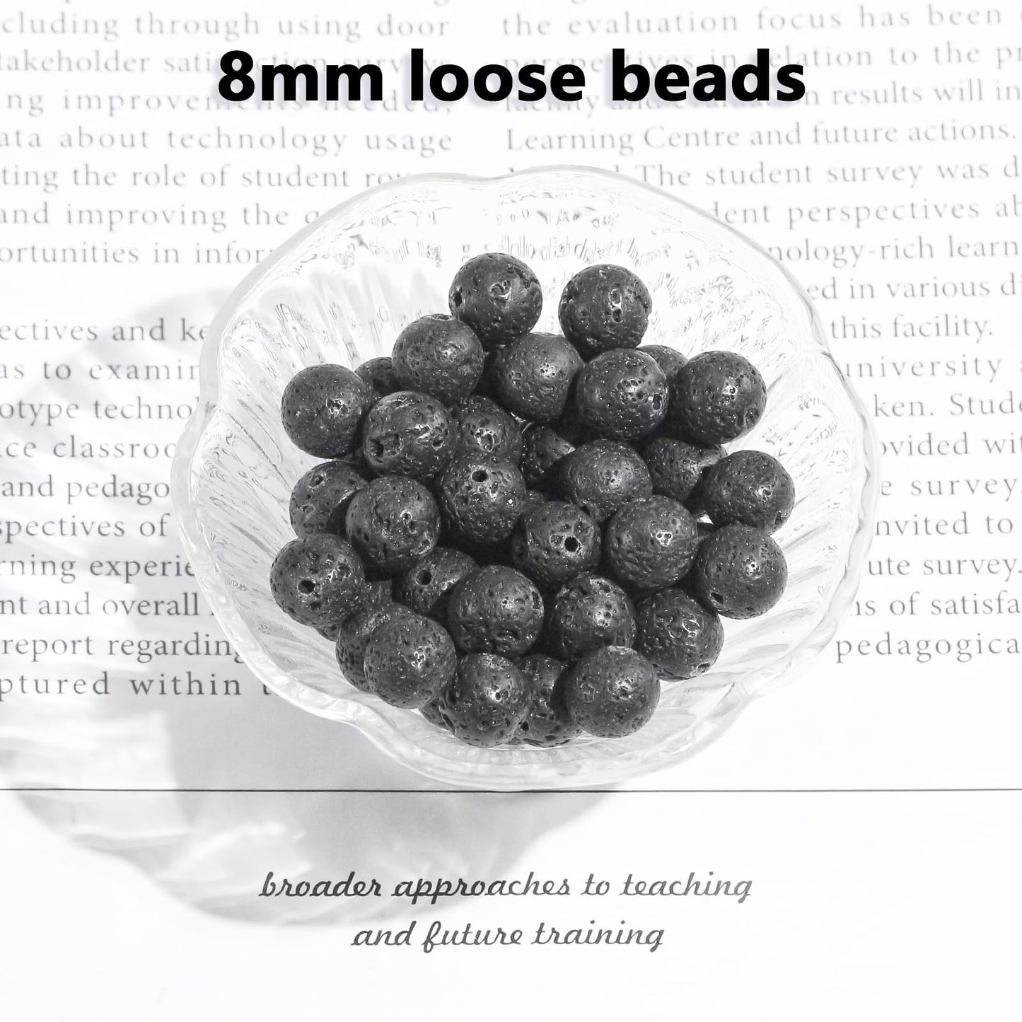 8mm Natural Gemstone Lava Round Loose Beads for Jewelry Making DIY Bracelet Necklace (45-48pcs/strand)