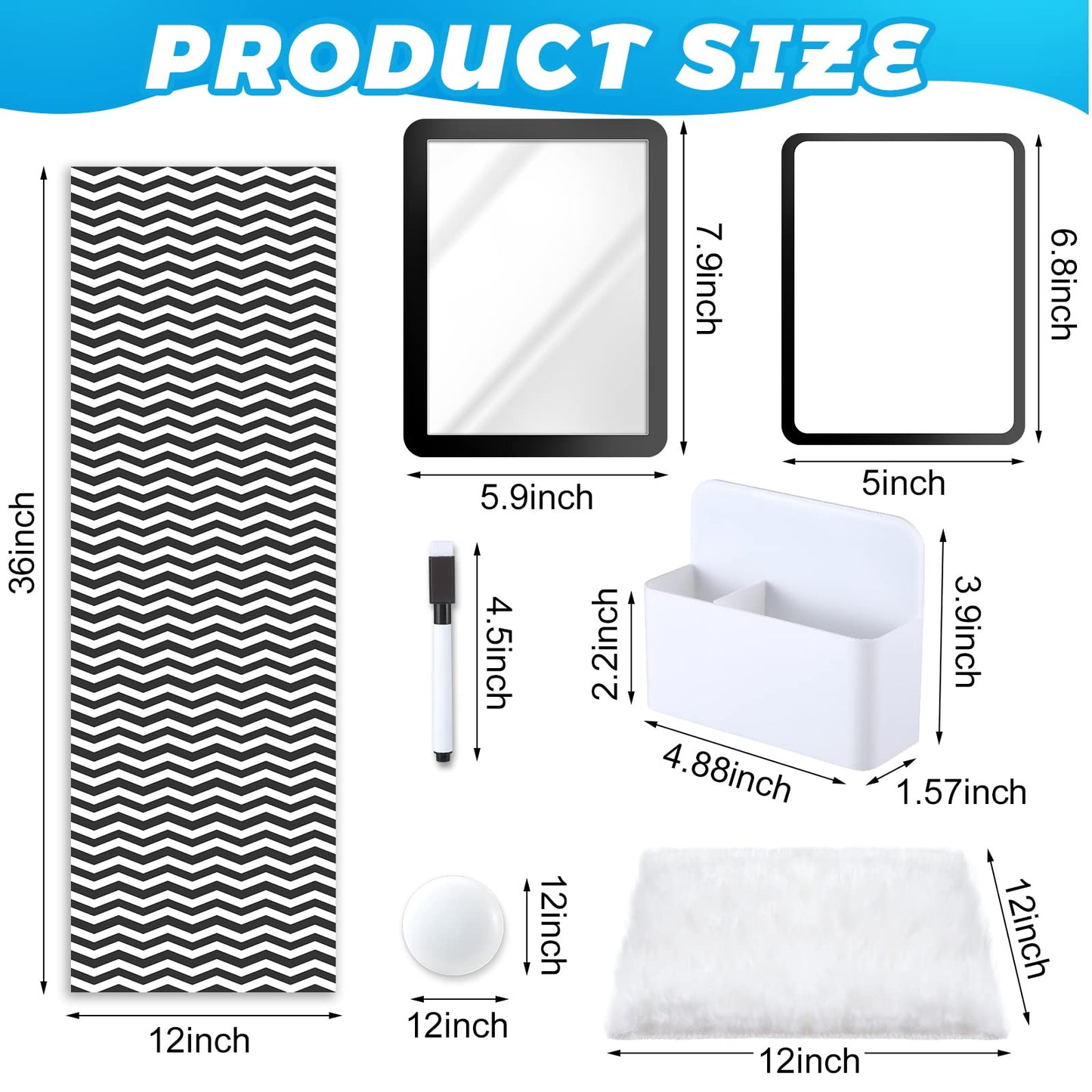 8 Pcs Locker Accessories Kit Back to School Essentials Include Magnetic Locker Wallpaper Mirror Carpet Storage Case Whiteboard with Dry Erase Marker Organizer Supplies for Girls Students School Office