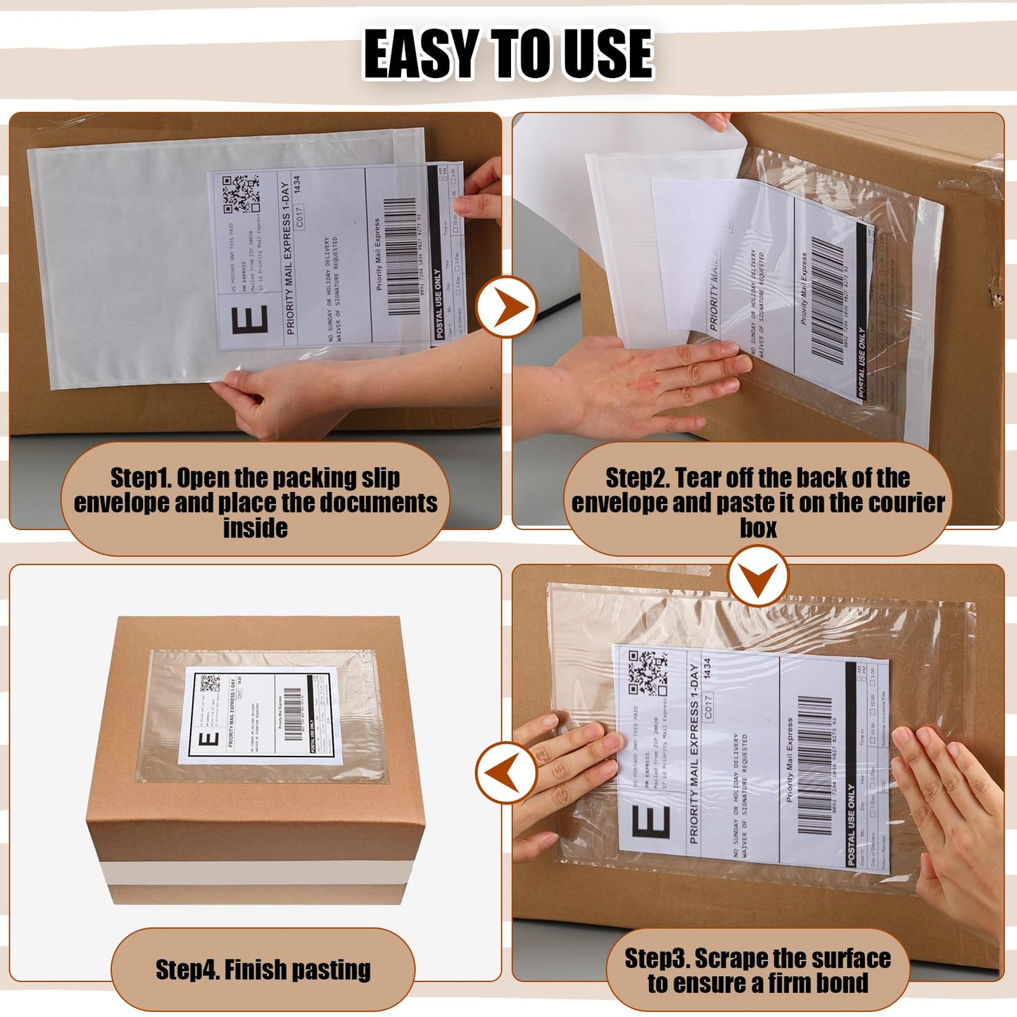 Cholemy 200 Pcs 9.5 x 12 in Clear Packing Slip Pouches Shipping Label Sleeves Adhesive Packing List Pockets Envelopes Mailing Protectors Slip Envelope Pouches Holders Cover Enclosed Bag