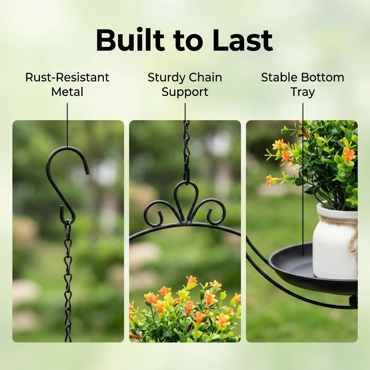 ZYUXUAN Hanging Planters for Indoor Plants, 2 Pack Metal Wall Ceiling Window Plant Hangers Kit with Trays and Chains for Succulents Pothos Herbs Balcony Patio Living Room