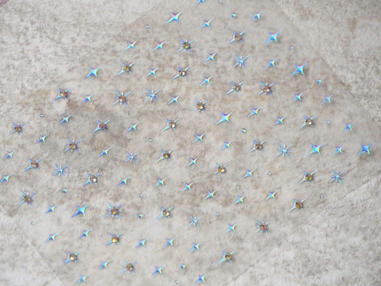 Gilding Silver Halo Crystals Stars Nail Stickers/Twinkle, Winkle, Little Star Peel Off Sticker/Rhinestone Decals 4-Pointed Star Nails (2 Sheets)