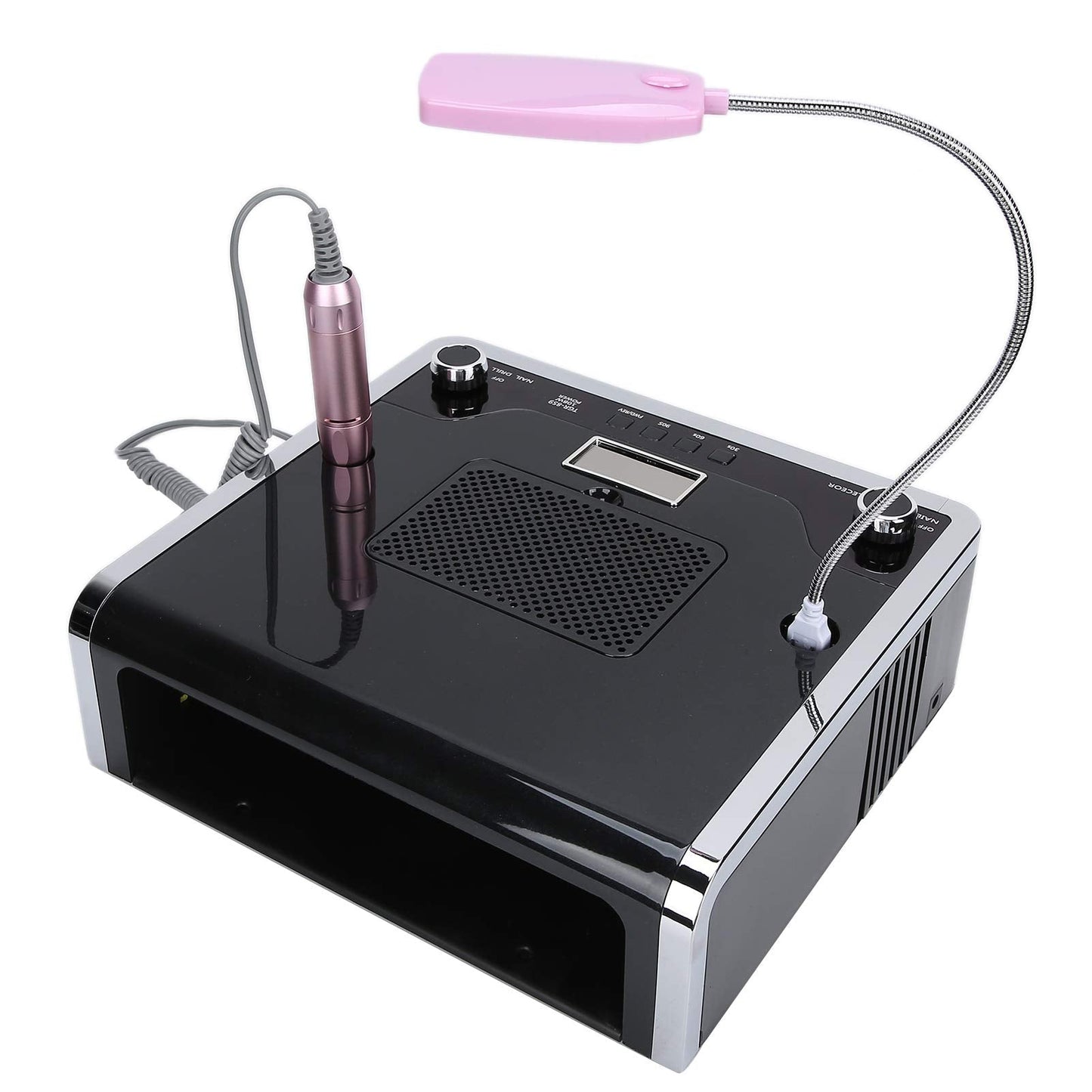 Nail Drill with Curing Lamp, Nail Dust Collector, LED Light, Grinding Machine - 108W 4-In-1 Nail Art Kit for Efficient Nail Polishing and Dust Removal (US Plug)
